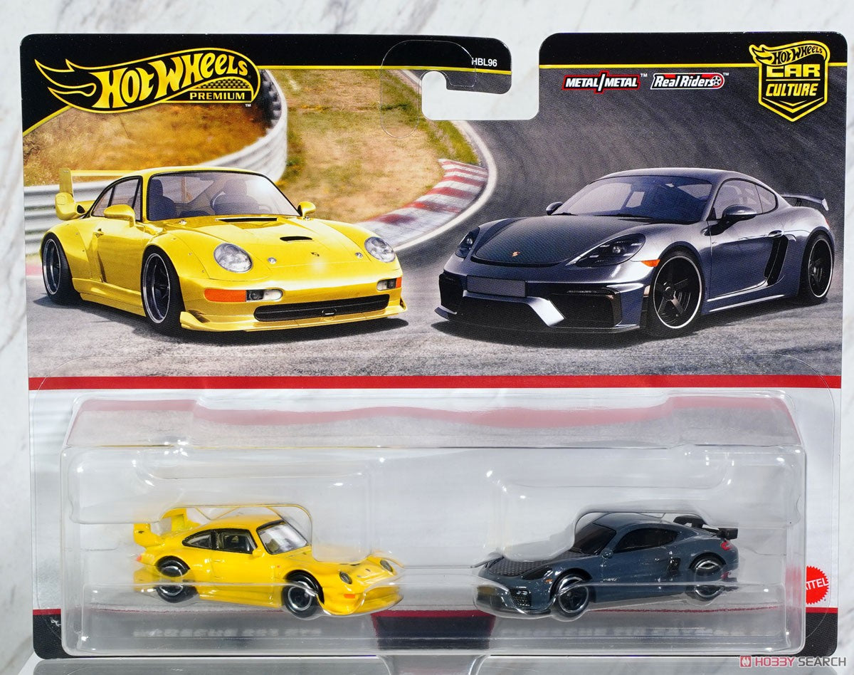 HOT WHEELS PREMIUM TWIN PACK PORSCHE 993 GT2 + 718 CAYMAN GT4
