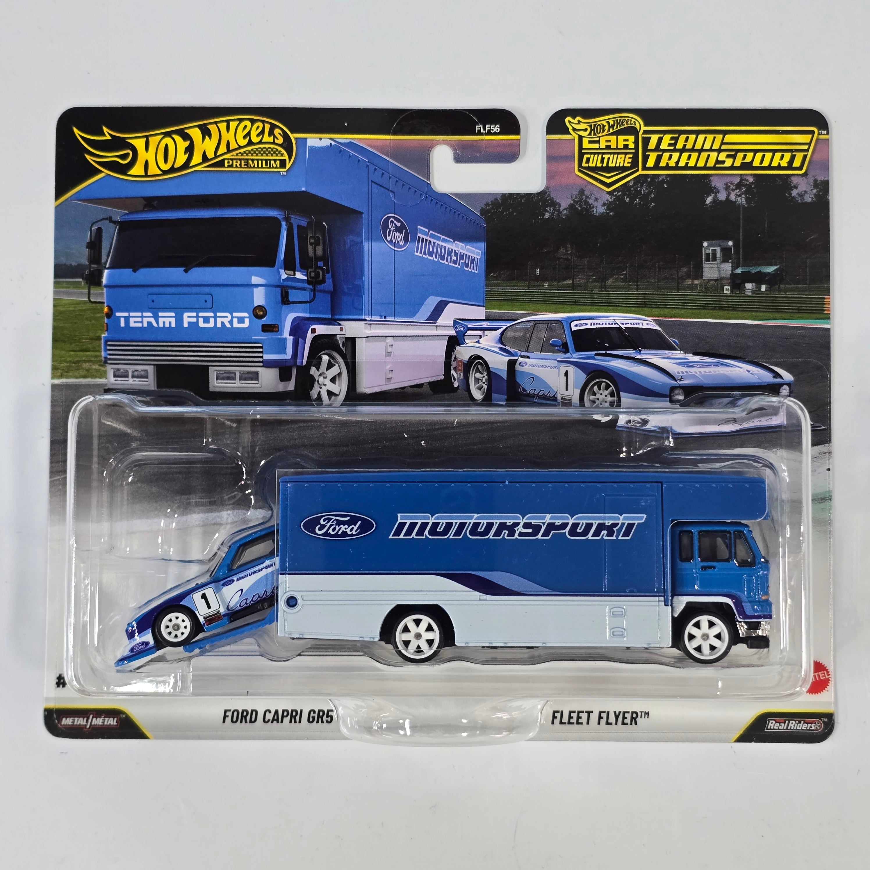 HOT WHEELS PREMIUM TEAM TRANSPORT FORD CAPRI GR5 + FLEET FLYER #88 DASH J 2025