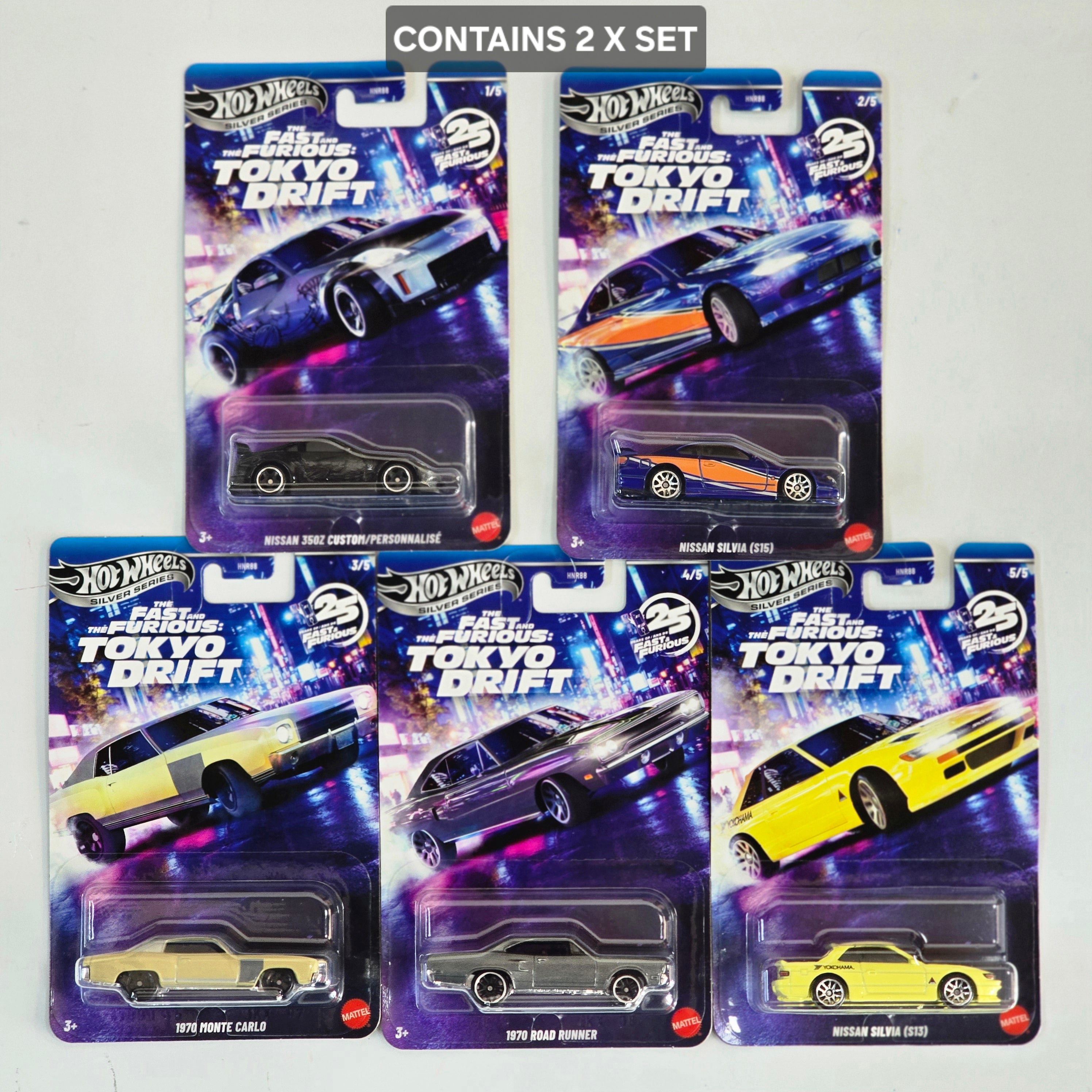 HOT WHEELS SILVER SERIES CASE FAST AND FURIOUS TOKYO DRIFT COMPLETE SEALED BOX OF 10PCS