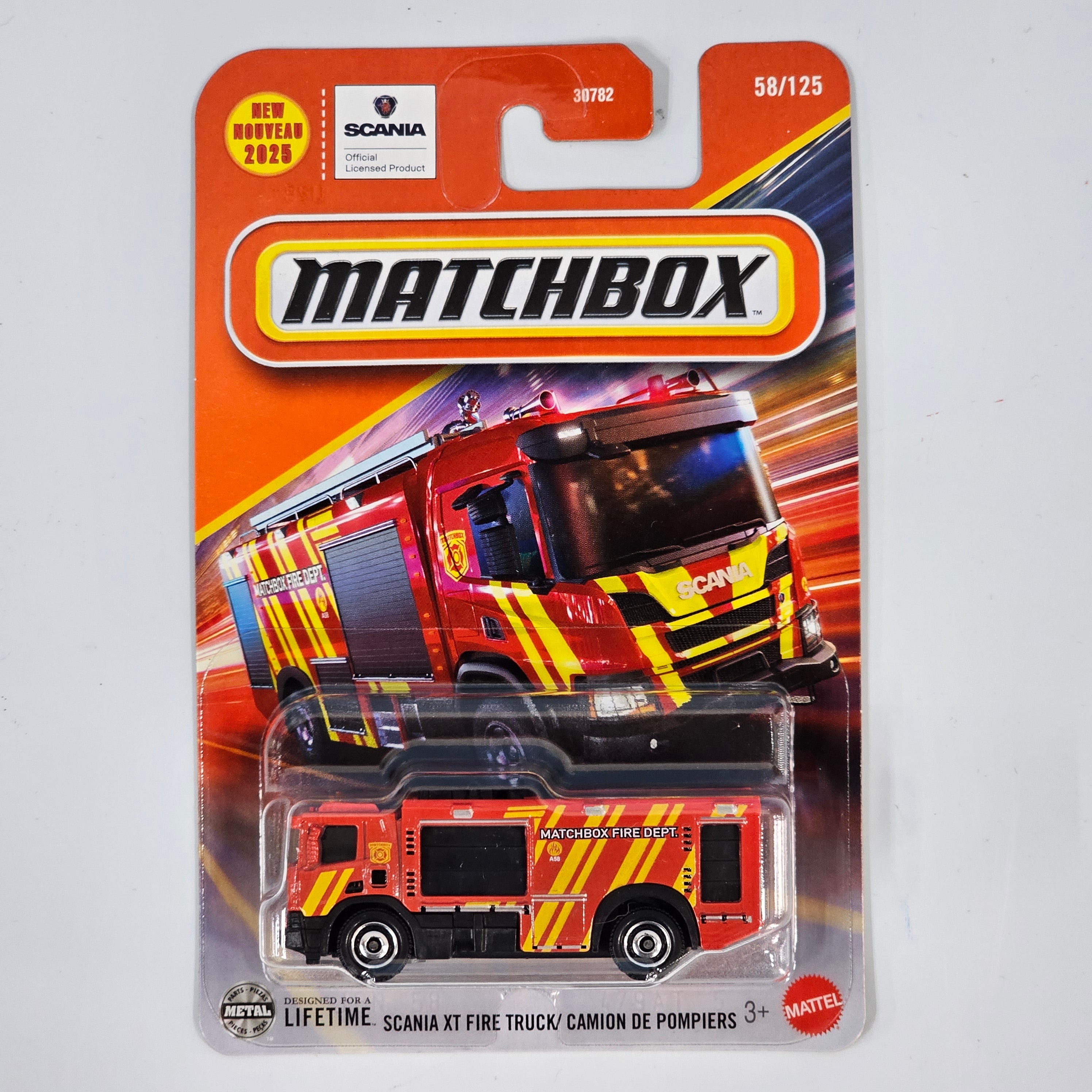 MATCHBOX SCANIA XT FIRE TRUCK/ CAMION DE POMPIERS DASH M 2025