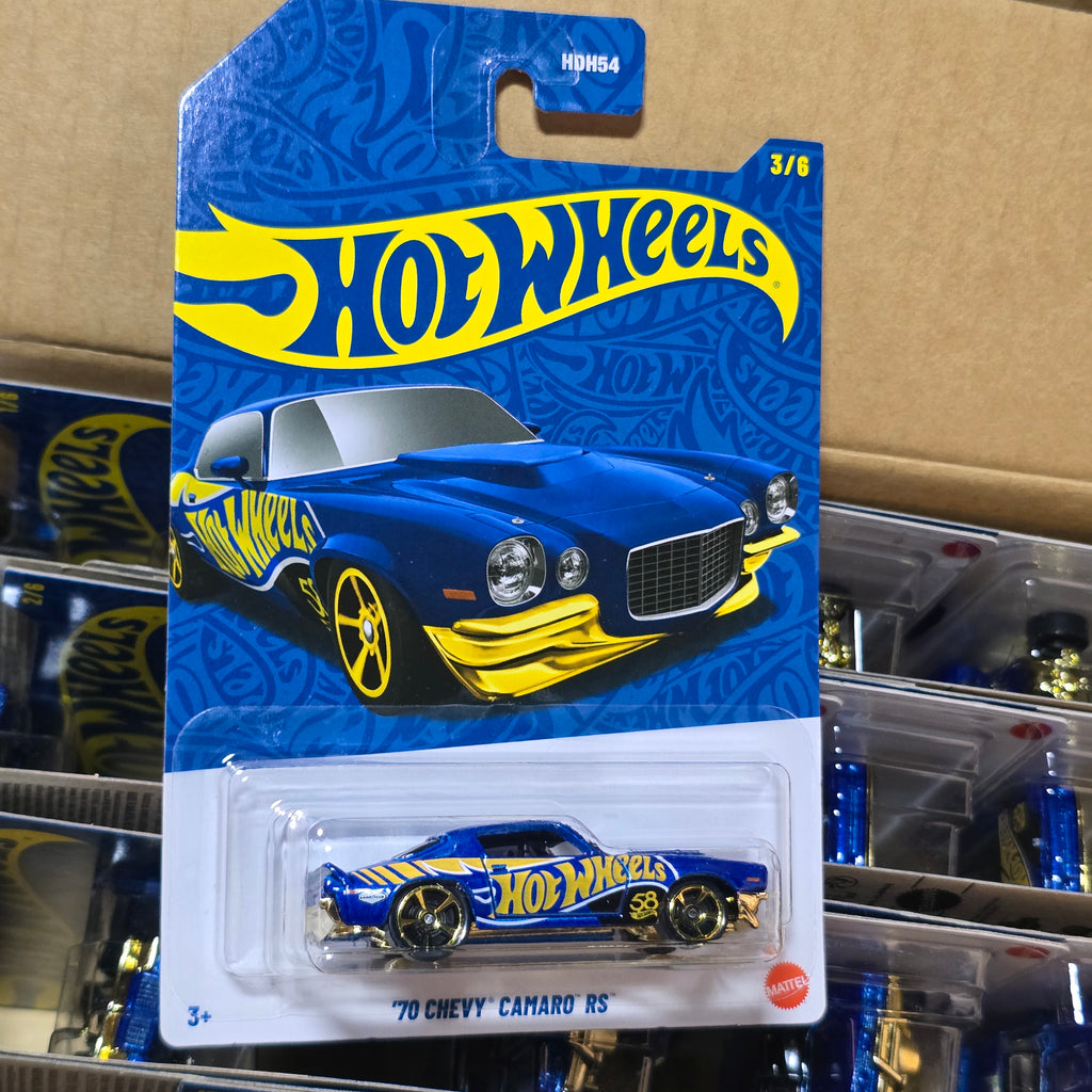 HOT WHEELS 2025 Hot Wheels 58th ANNIVERSARY BLUE AND GOLD CHROME PEARL SET OF 6PCS WITH CHASE