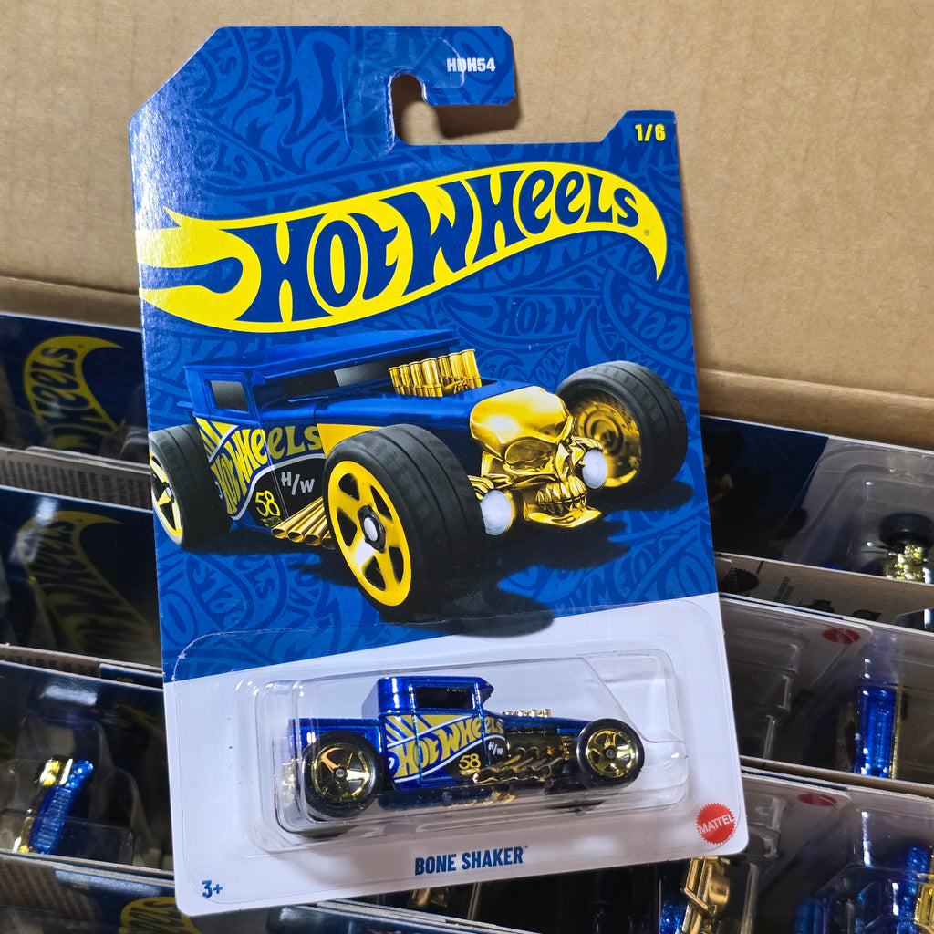 HOT WHEELS 2025 Hot Wheels 58th ANNIVERSARY BLUE AND GOLD CHROME PEARL SET OF 6PCS WITH CHASE