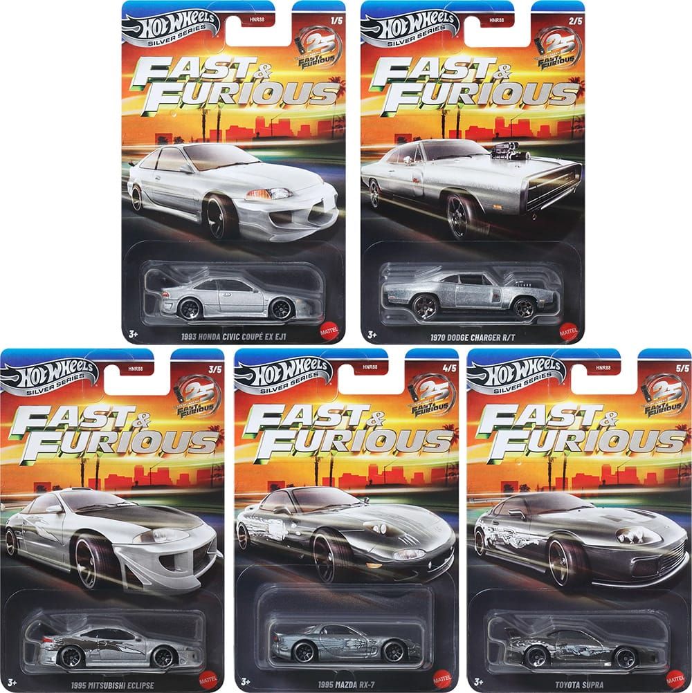 COMPLETE SET HOT WHEELS EXCLUSIVE SILVER SERIES 2026 FAST & FURIOUS 25th Anniversary 5PCS