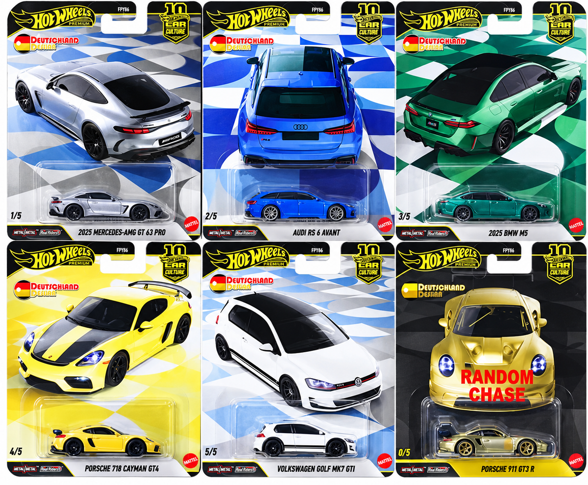 HOT WHEELS PREMIUM DEUTSHLAND SEALED BOX CASE OF 10pcs FPY86 - 961W (Chase is Random)