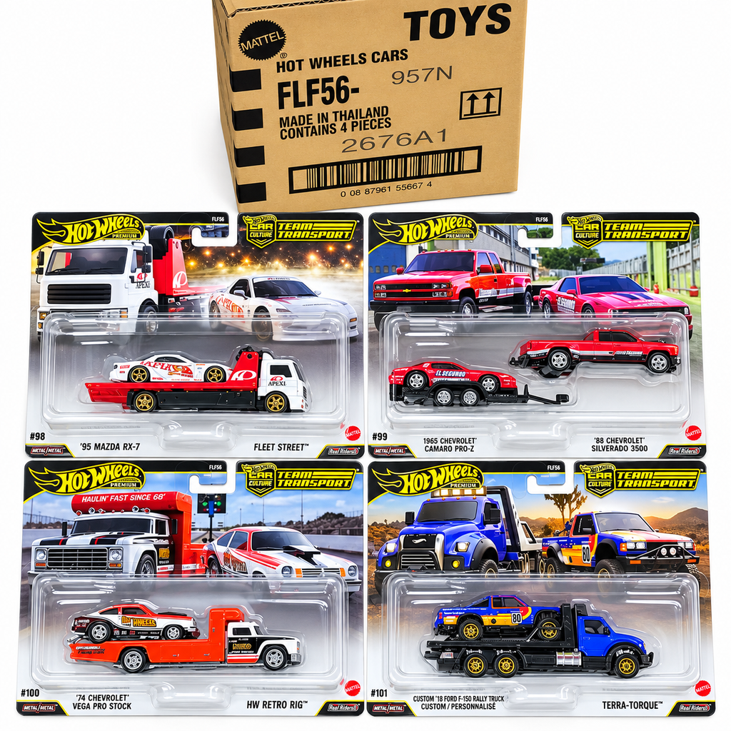HOT WHEELS CAR CULTURE TEAM TRANSPORT FLF56-957 DASH N SEALED BOX CASE SET OF 4pcs