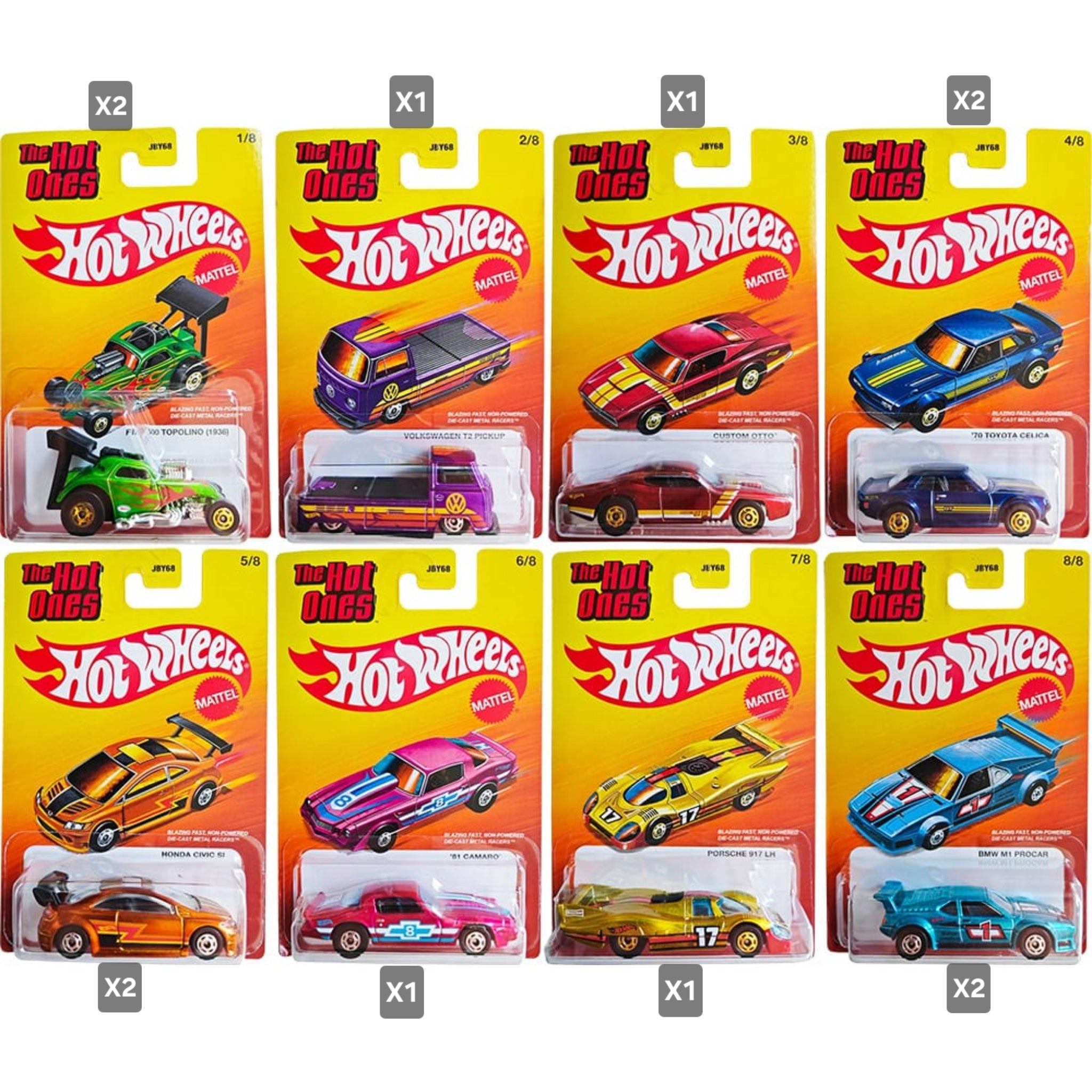 HOT WHEELS THE HOT ONES CASE COMPLETE SEALED BOX OF 12PCS