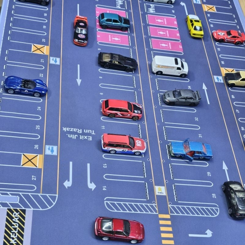 MALAYSIAN VERSION DIORAMA CAR PARKING LOT SCALE 1/64 RUBBER MOUSEPAD 80 X 55cm HOT WHEELS MATCHBOX MINIGT TOMICA KAIDO