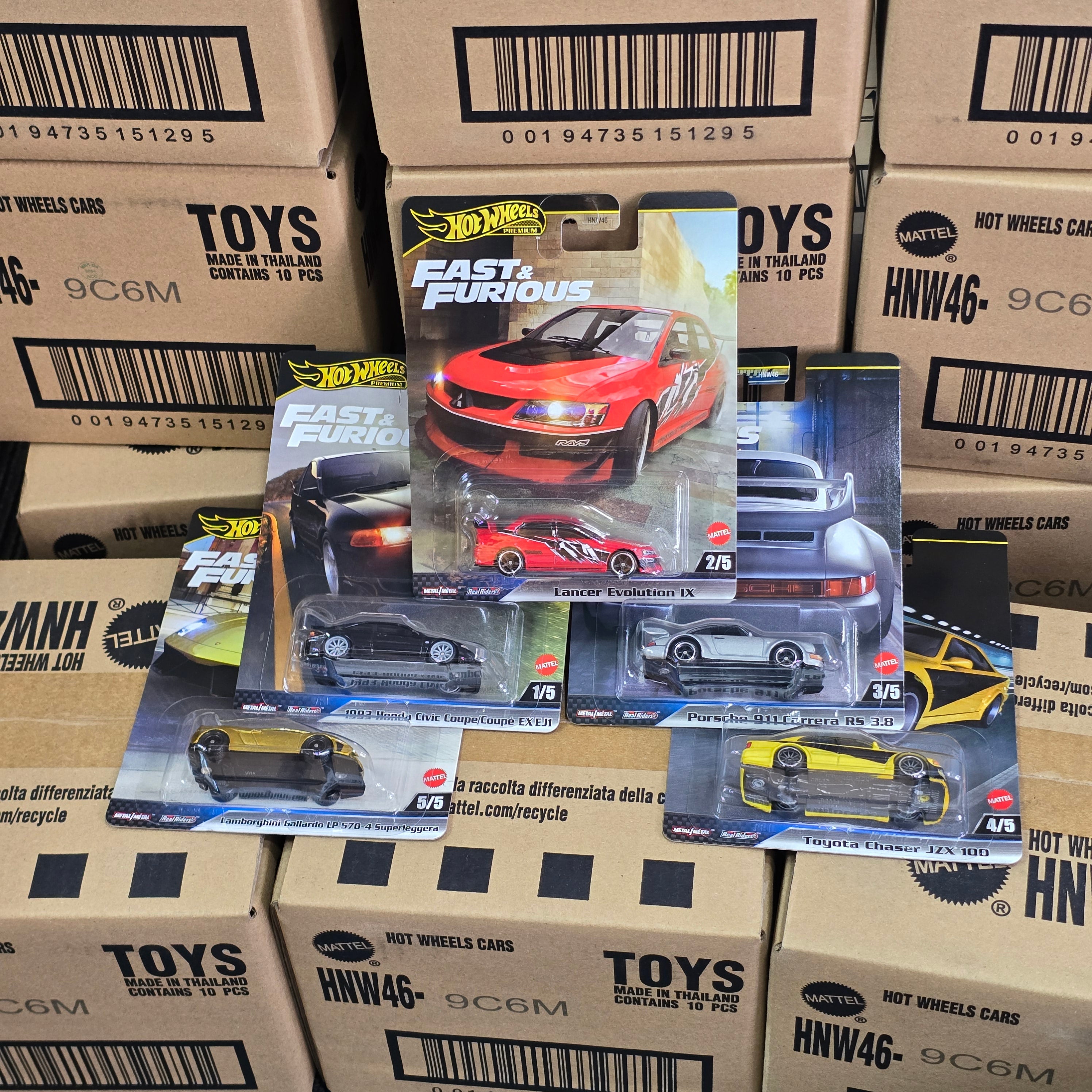 HOT WHEELS PREMIUM CASE FAST AND FURIOUS EVO COMPLETE SEALED BOX OF 10PCS