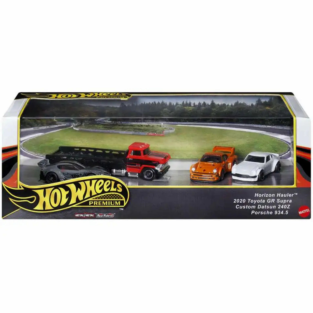 HOT WHEELS PREMIUM BOX SET GARAGE - 4 PCS RACE DAY