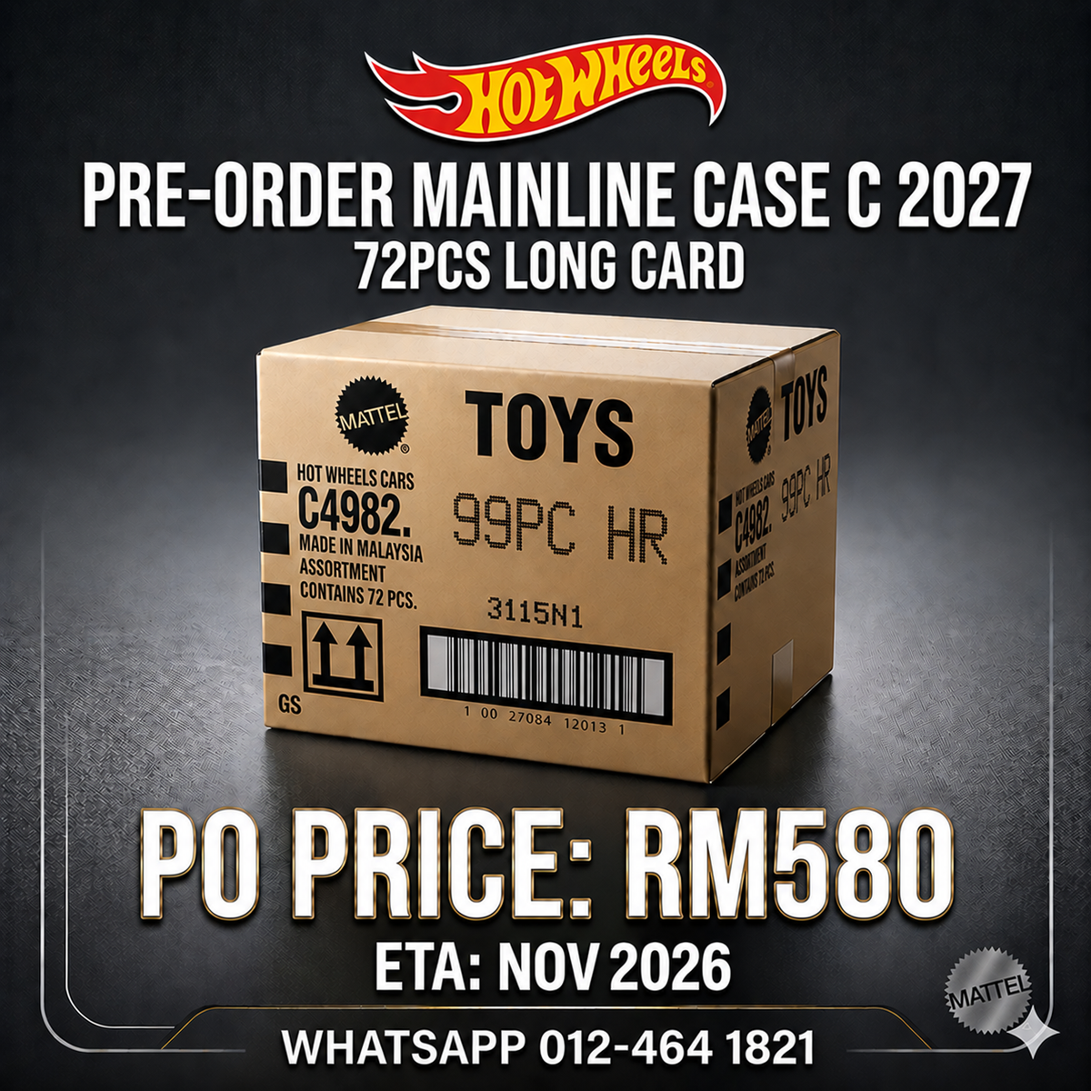 [PRE ORDER] HOT WHEELS MAINLINE CASE C 2027 72pcs IN SEALED BOX