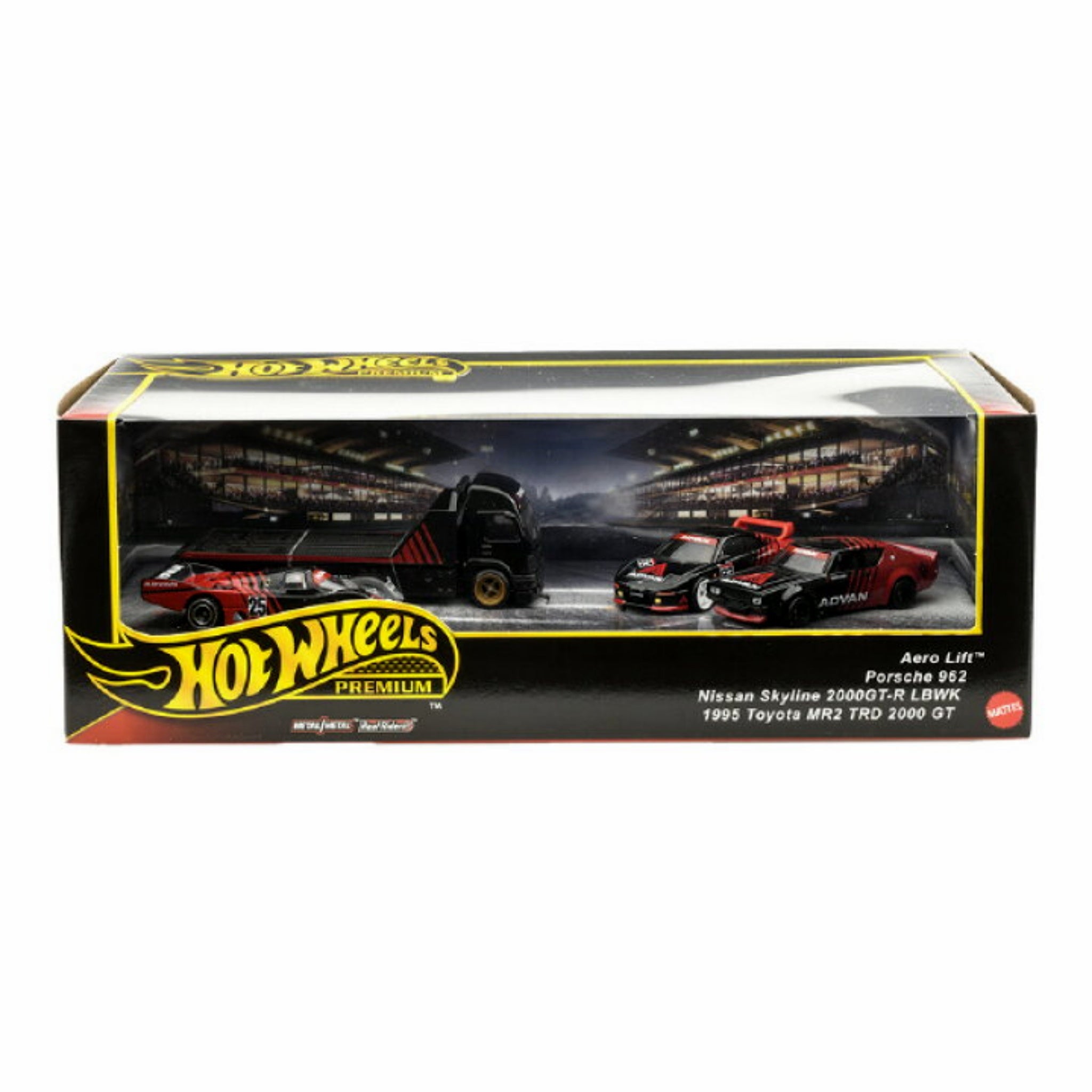 HOT WHEELS PREMIUM BOX SET GARAGE - 4 PCS CAR ADVAN
