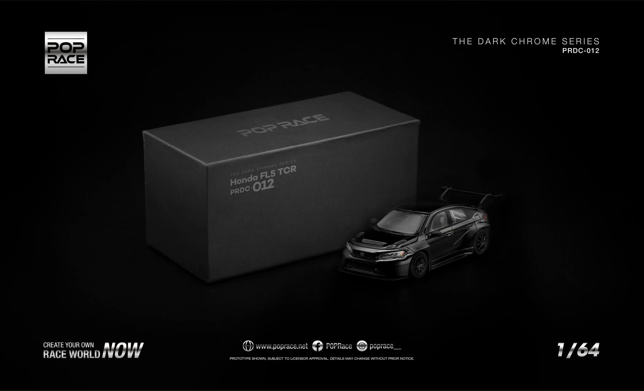 [PRE ORDER] POP RACE HONDA CIVIC TYPE R (FL5) TCR - DARK CHROME CODE PRDC012