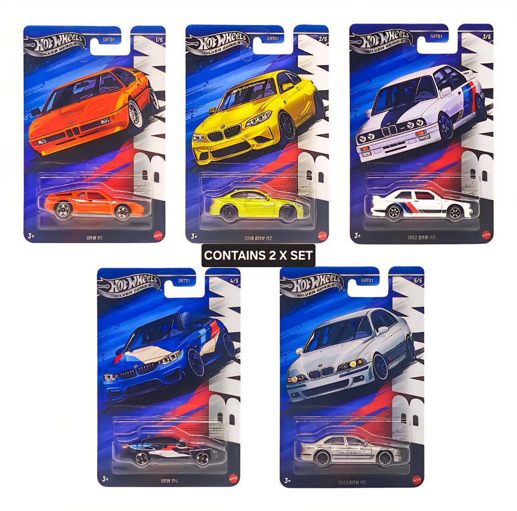 HOT WHEELS SILVER SERIES CASE BMW M SERIES COMPLETE SEALED BOX OF 10PCS