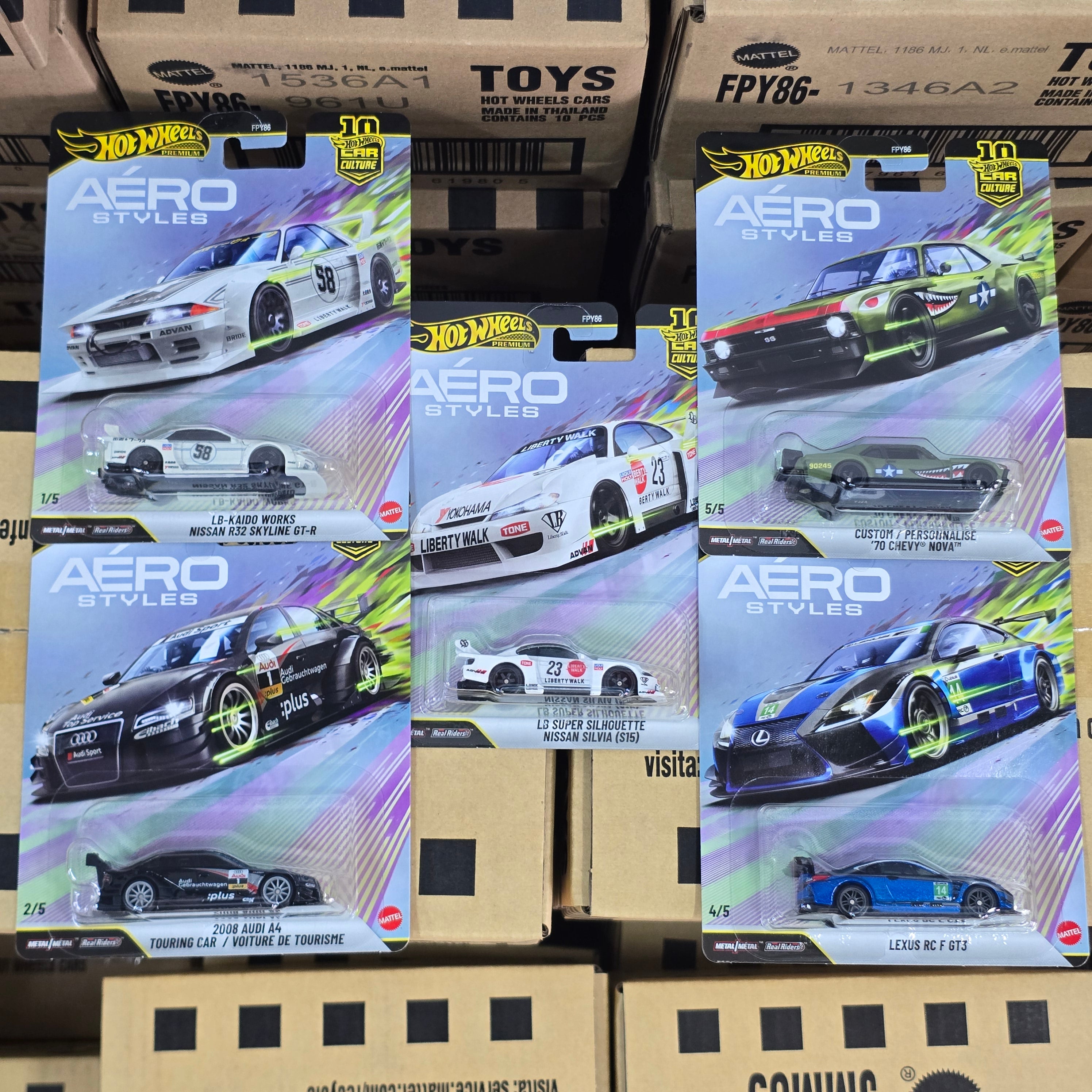 HOT WHEELS PREMIUM AERO STYLE COMPLETE SET OF 5PCS