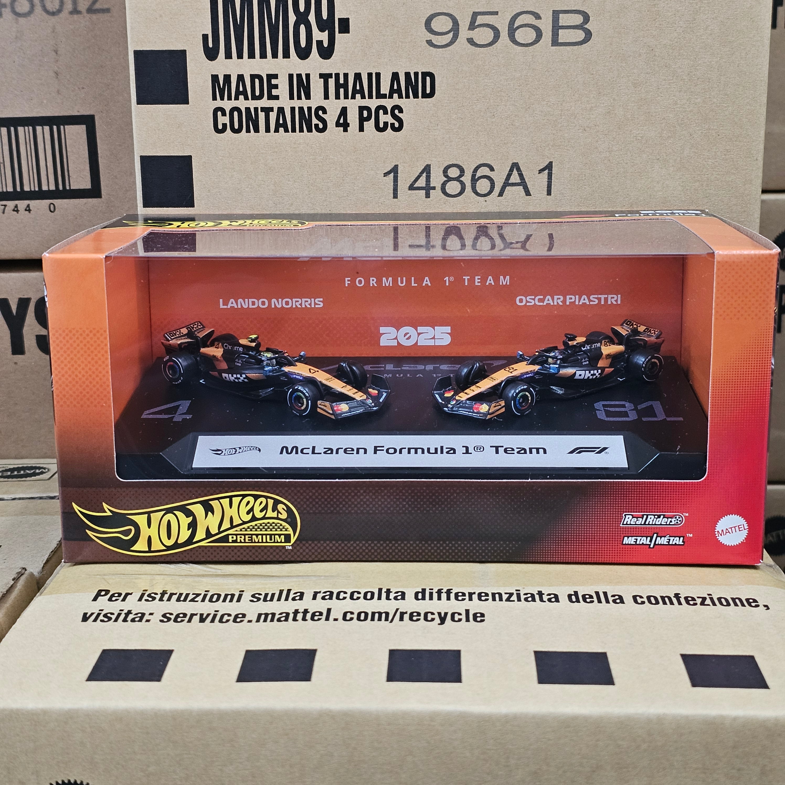 HOT WHEELS PREMIUM MCLAREN F1 TEAM TWIN BOX 2025 NORRIS & PIASTRI
