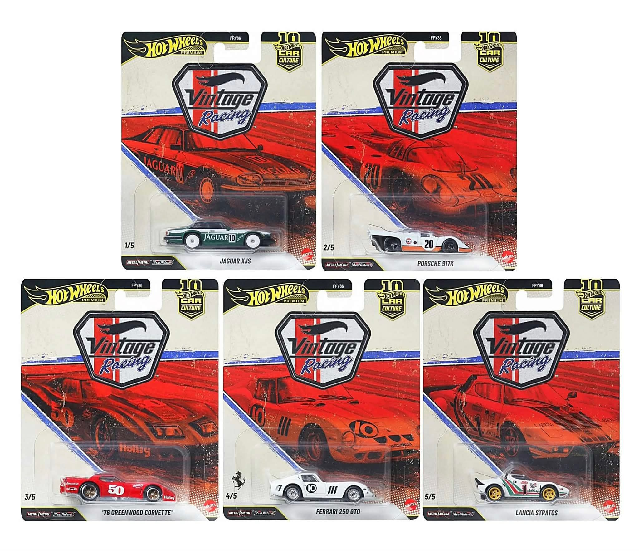 HOT WHEELS PREMIUM VINTAGE RACING COMPLETE SET 5PCS