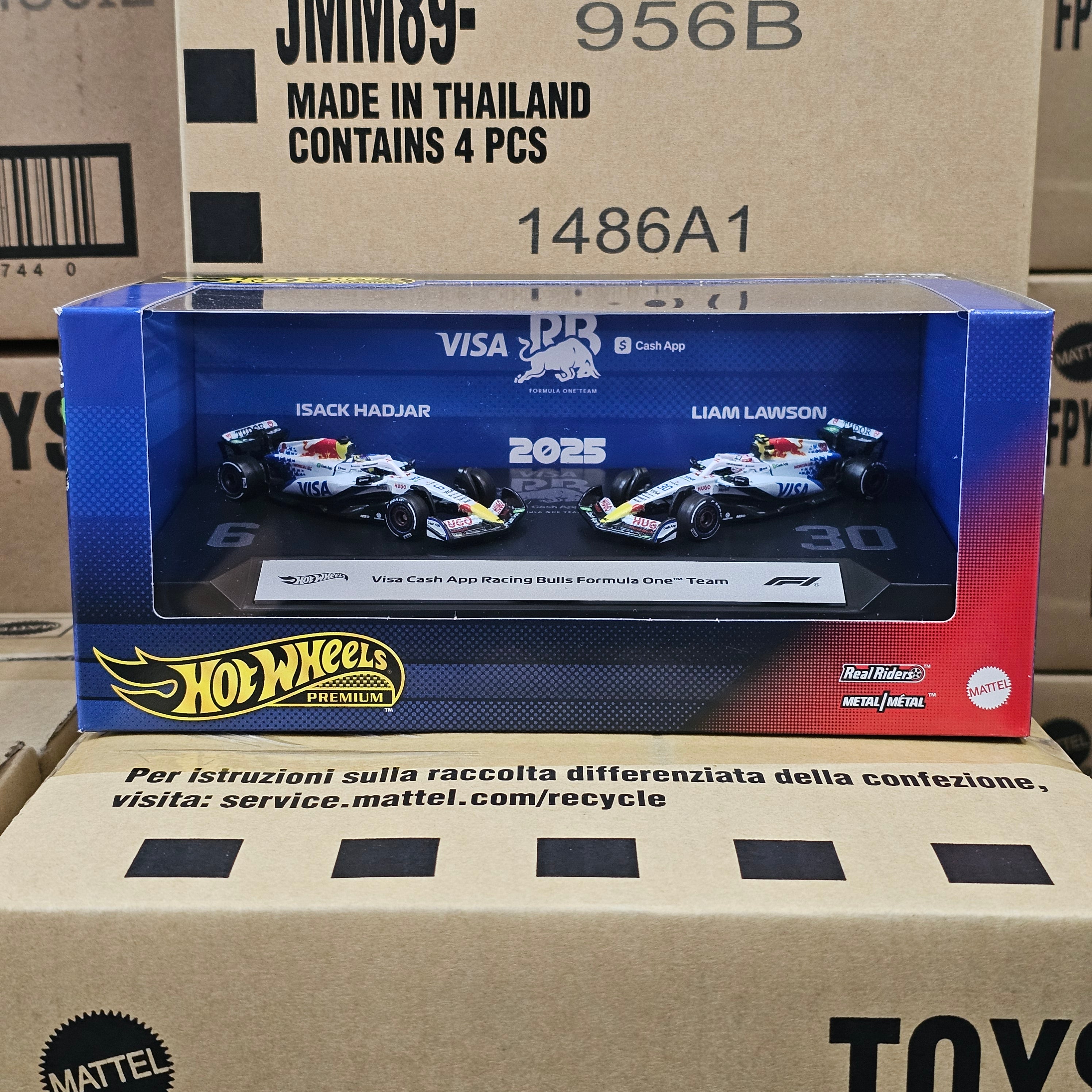 HOT WHEELS PREMIUM RACING BULLS F1 TEAM TWIN BOX 2025 HADJAR & LAWSON