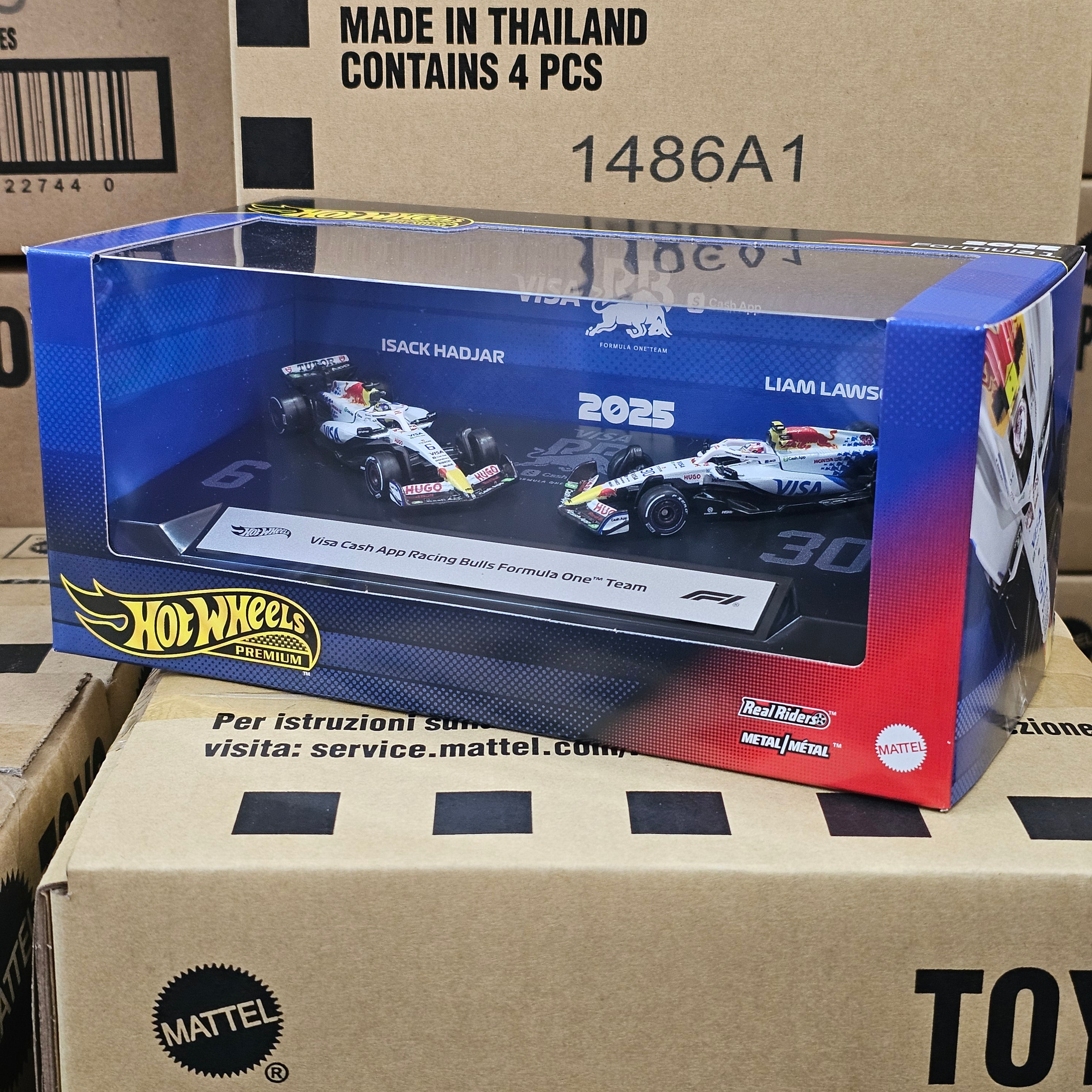 HOT WHEELS PREMIUM RACING BULLS F1 TEAM TWIN BOX 2025 HADJAR & LAWSON