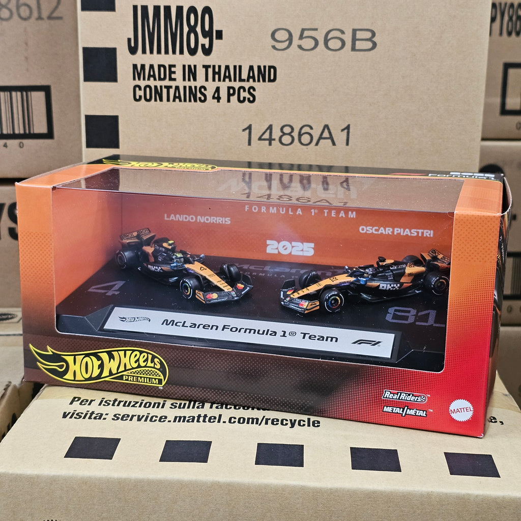 HOT WHEELS PREMIUM MCLAREN F1 TEAM TWIN BOX 2025 NORRIS & PIASTRI