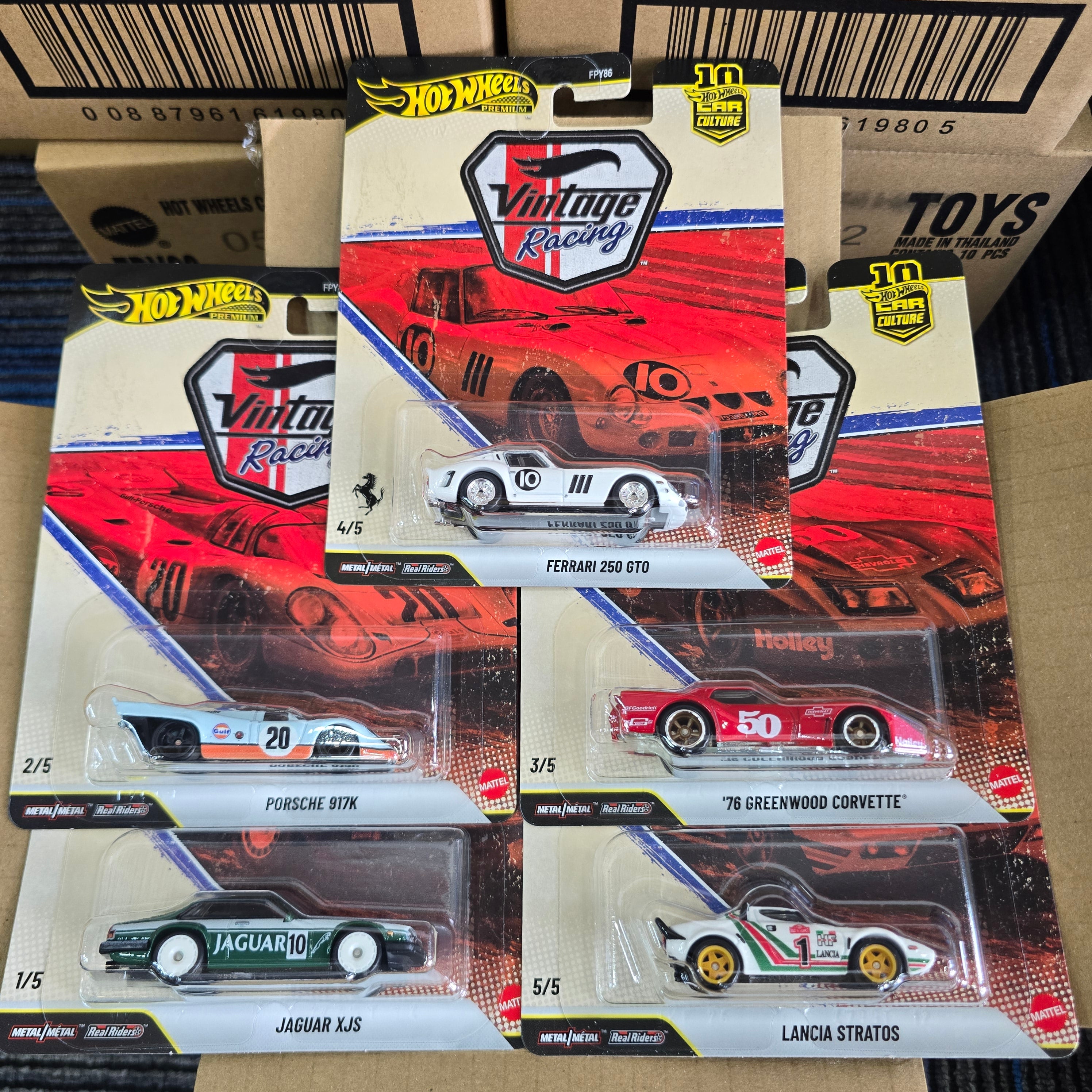 HOT WHEELS PREMIUM VINTAGE RACING COMPLETE SET 5PCS