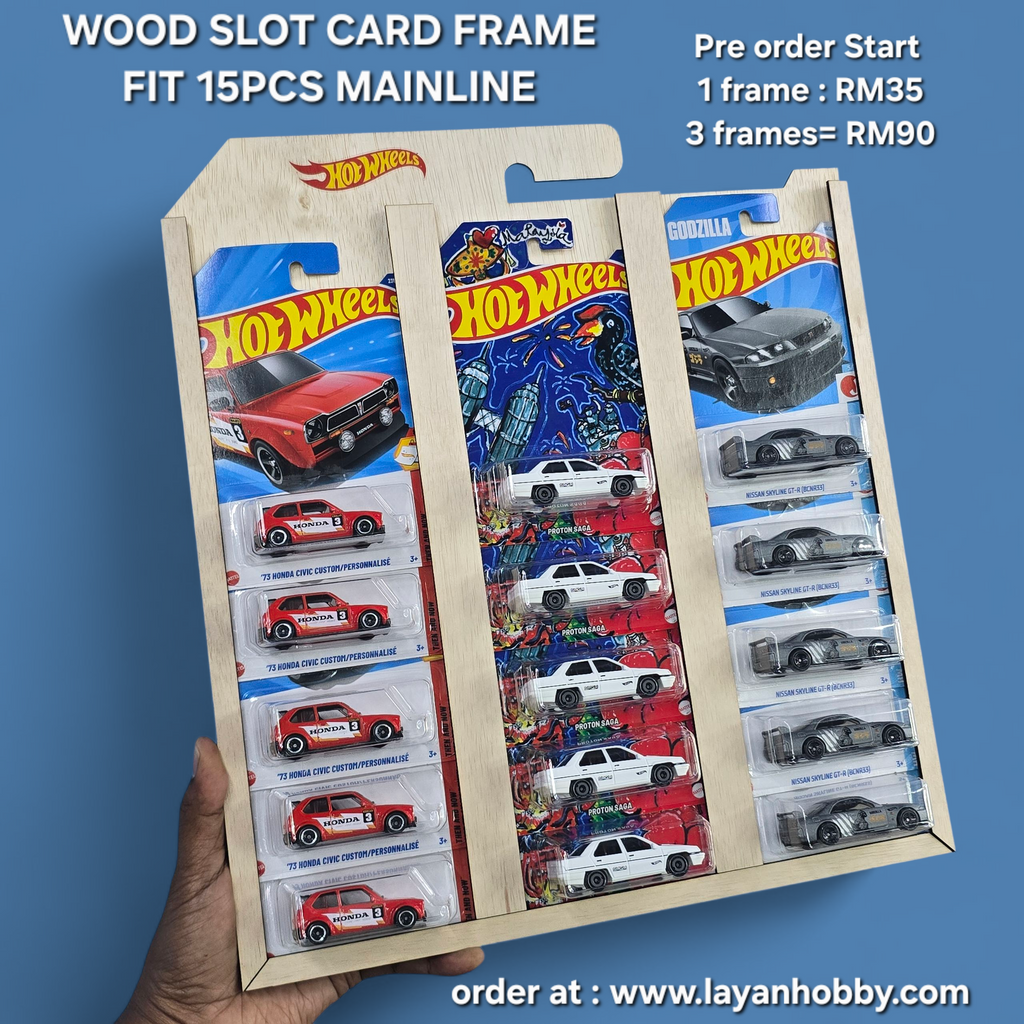 [PRE-ORDER] WOODEN CARD SLOT FRAME FOR HOT WHEELS MATCHBOX MAINLINE CARD