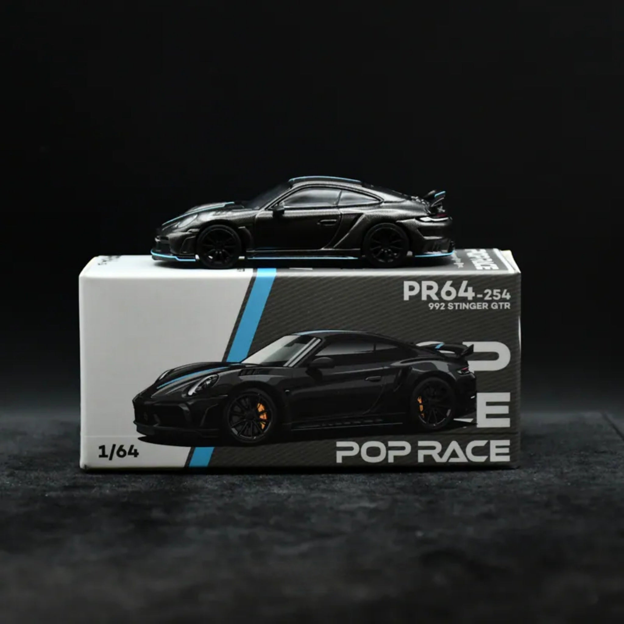 POP RACE 992 STINGER GTR CARBON EDITION BLUELINE 1/64 SEALED BOX