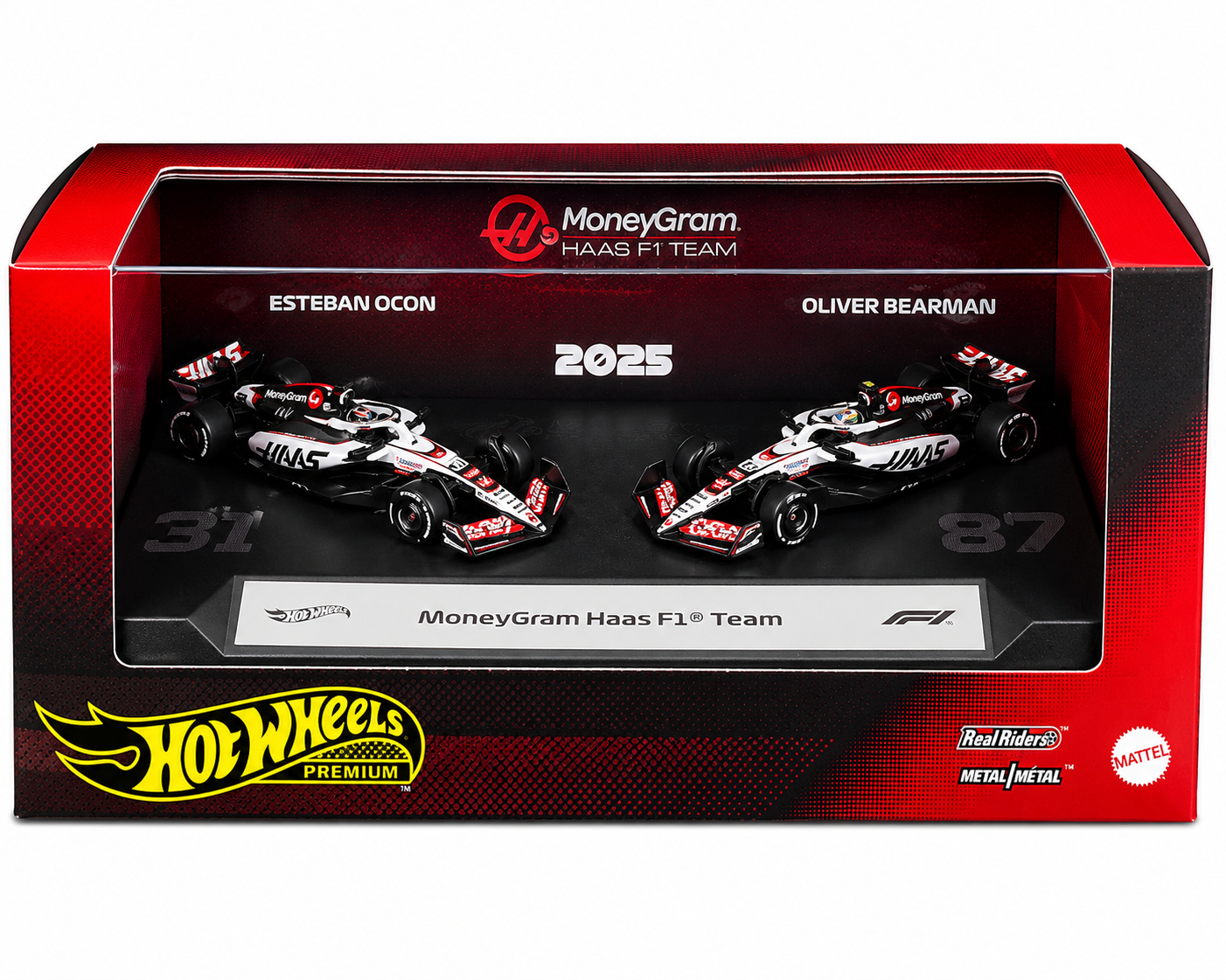 HOT WHEELS PREMIUM HAAS F1 TEAM TWIN BOX 2025 OCON & BEARMAN