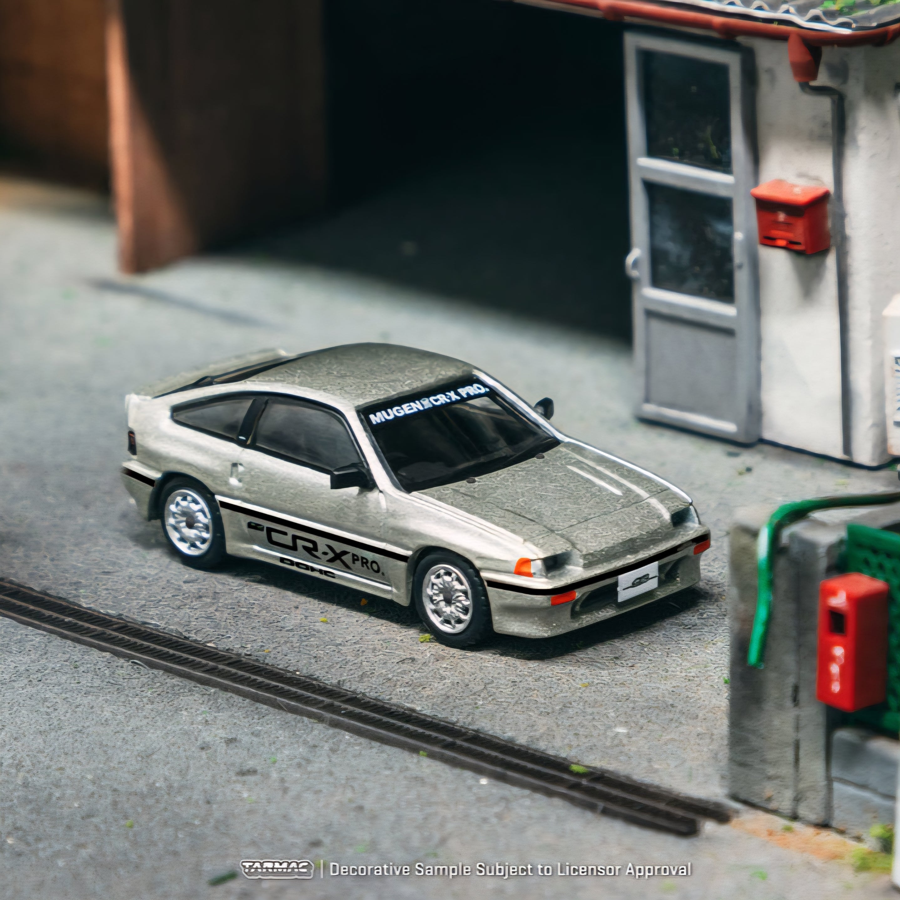 TARMAC WORKS 1/64 HONDA Ballade Sports MUGEN CR-X PRO Silver Model Car with Trading Cards Combo Set
