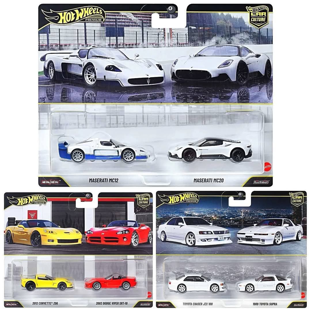 2026 HOT WHEELS PREMIUM TWIN PACK COMPLETE SET OF 3PCS MASERATI