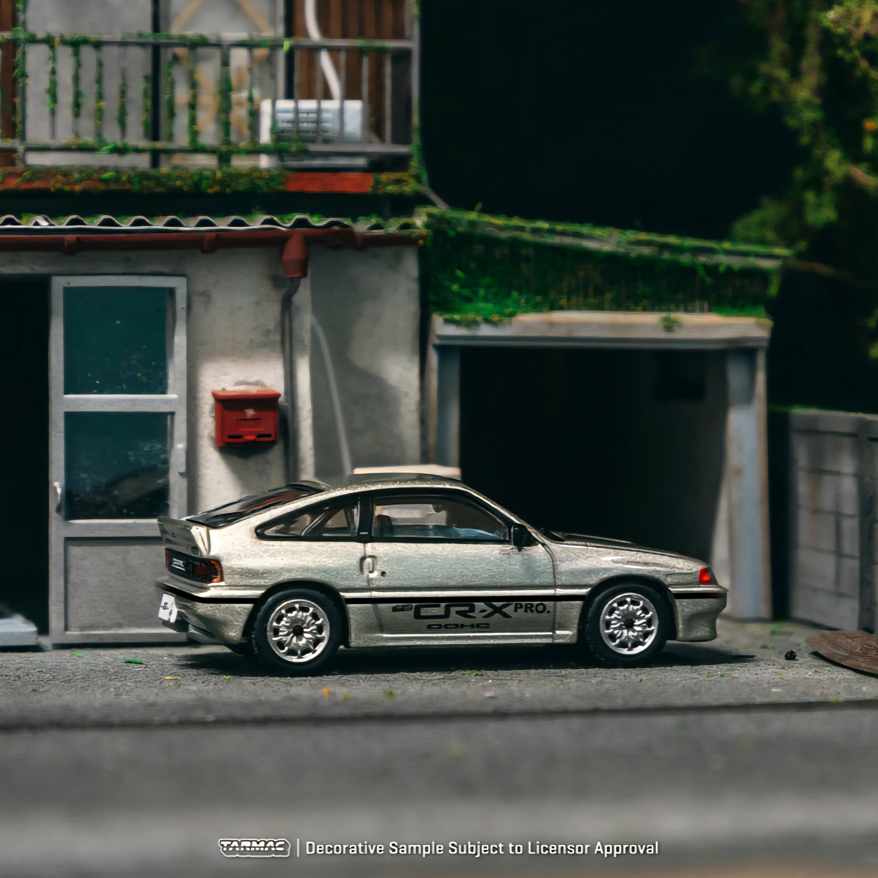 TARMAC WORKS 1/64 HONDA Ballade Sports MUGEN CR-X PRO Silver Model Car with Trading Cards Combo Set