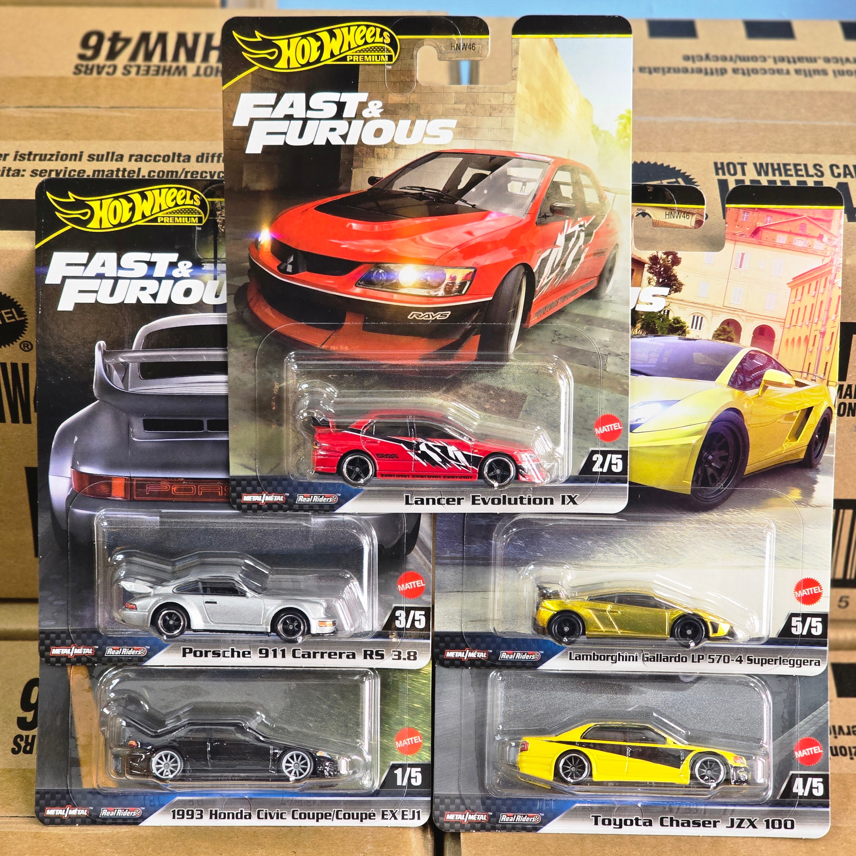COMPLETE SET 5PCS HOT WHEELS FAST & FURIOUS PREMIUM 2025 EVO LANCER COMPLETE SET OF 5PCS