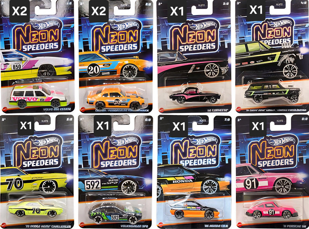 HOT WHEELS SILVER SERIES CASE NEON SPEEDERS COMPLETE SEALED BOX OF 10PCS