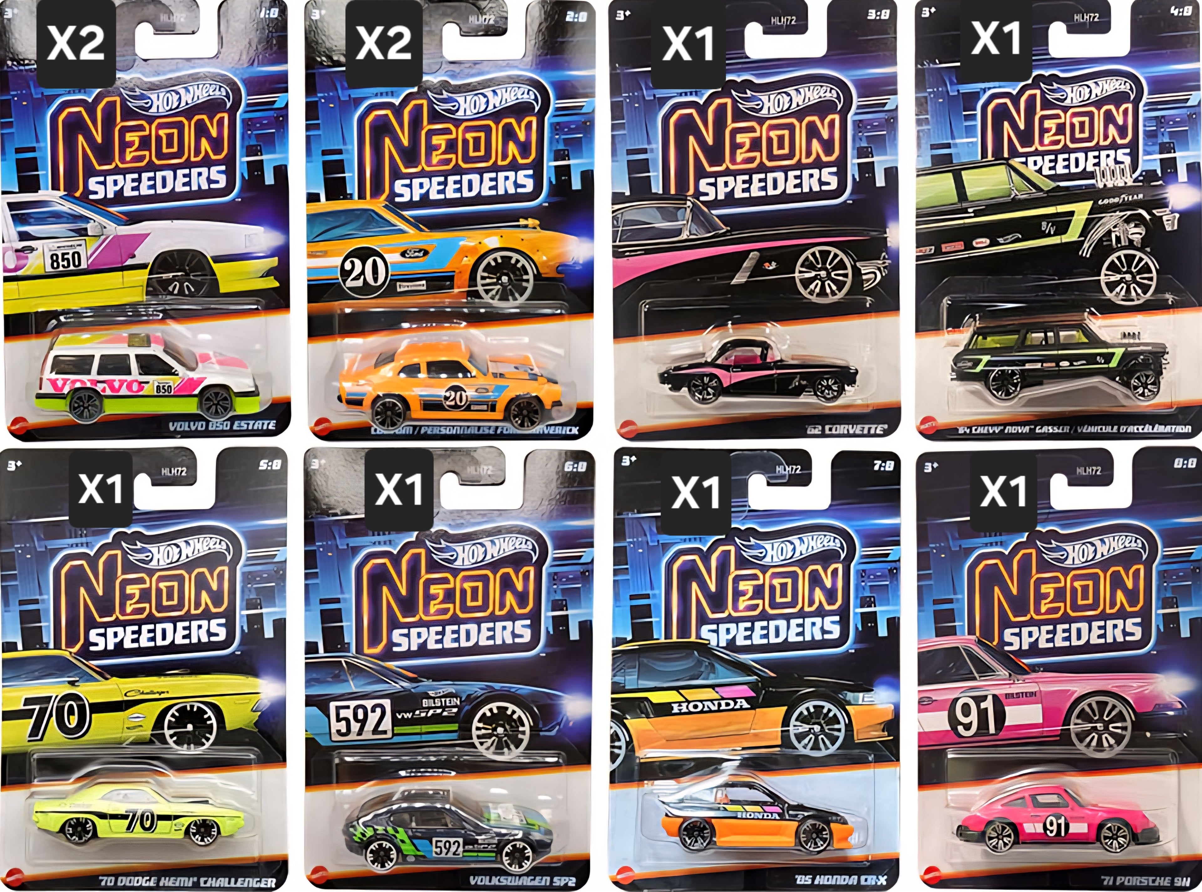 HOT WHEELS SILVER SERIES CASE NEON SPEEDERS COMPLETE SEALED BOX OF 10PCS