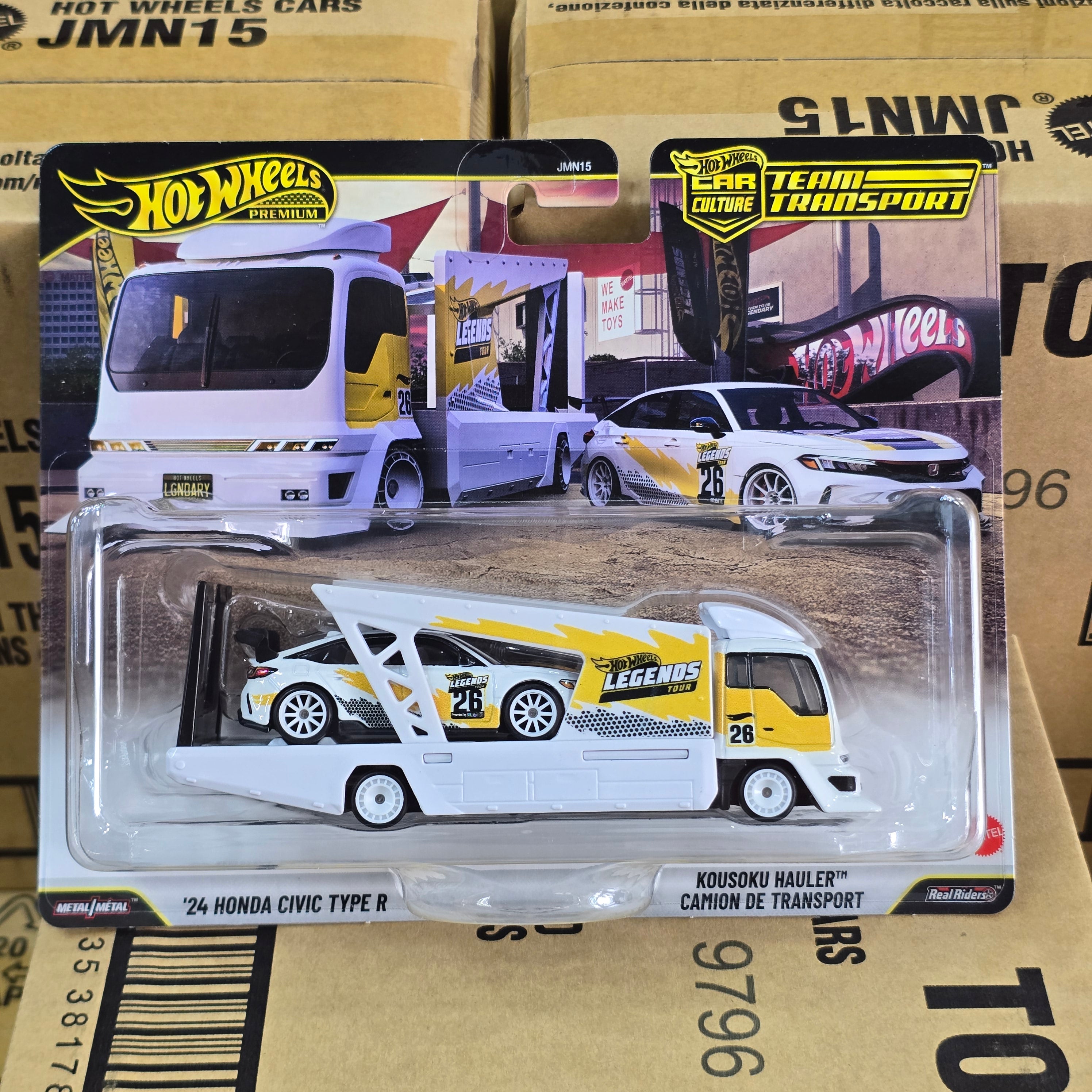HOT WHEELS PREMIUM TEAM TRANSPORT ’24 HONDA CIVIC TYPE R + KOUSOKU HAULER LEGENDS TOUR