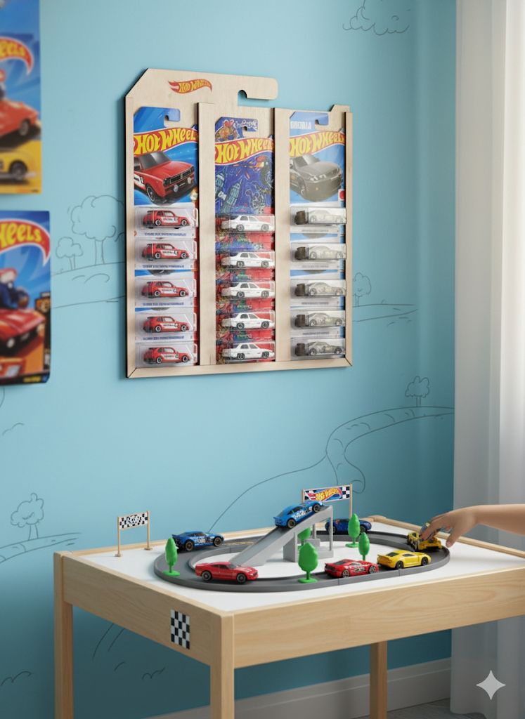 [PRE-ORDER] WOODEN CARD SLOT FRAME FOR HOT WHEELS MATCHBOX MAINLINE CARD