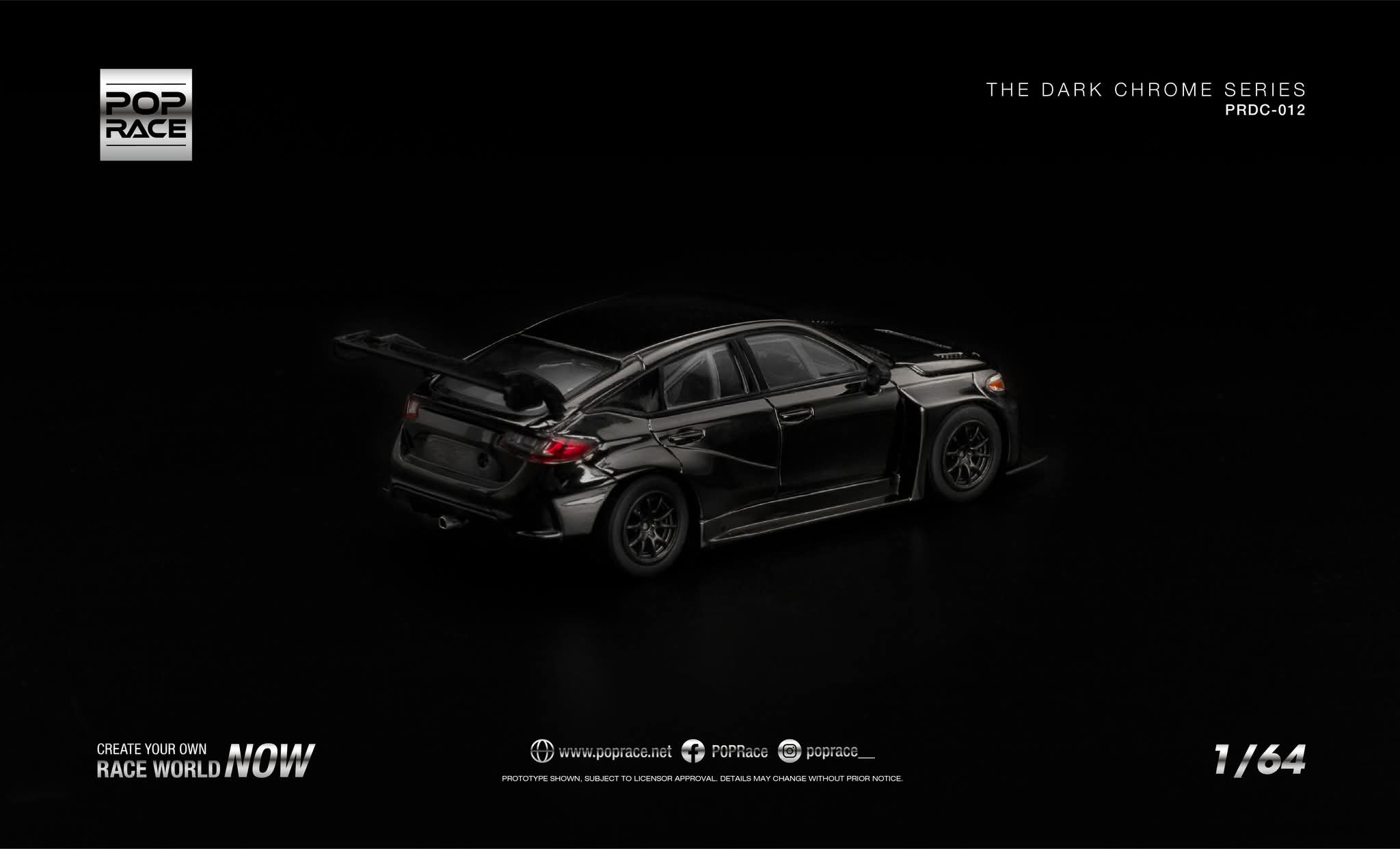 [PRE ORDER] POP RACE HONDA CIVIC TYPE R (FL5) TCR - DARK CHROME CODE PRDC012