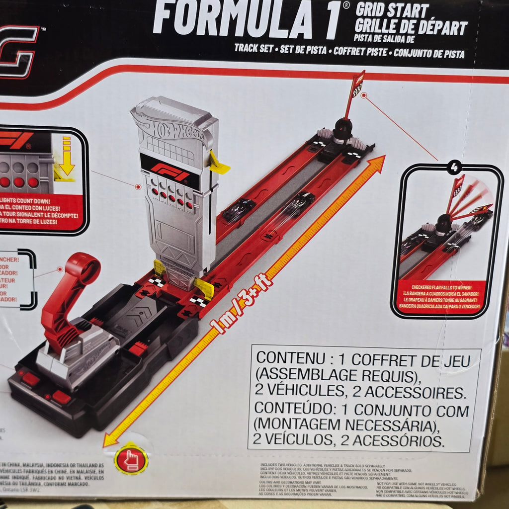 HOT WHEELS RACING FORMULA 1 GRID START TRACK SET WITH 2 F1 CARS