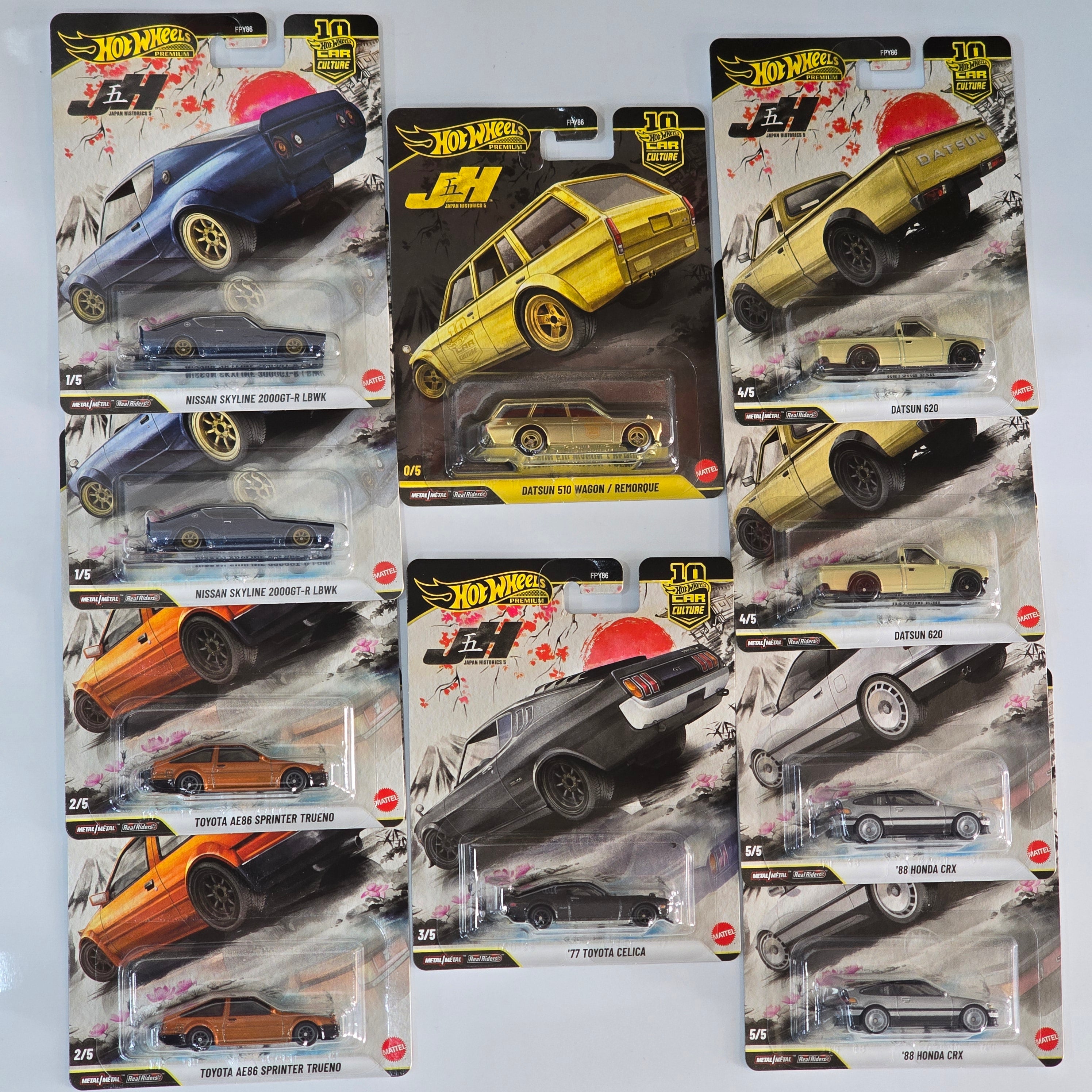 HOT WHEELS PREMIUM JAPANESE HISTORICS 5 CASE WITH CHASE 10pcs in BOX
