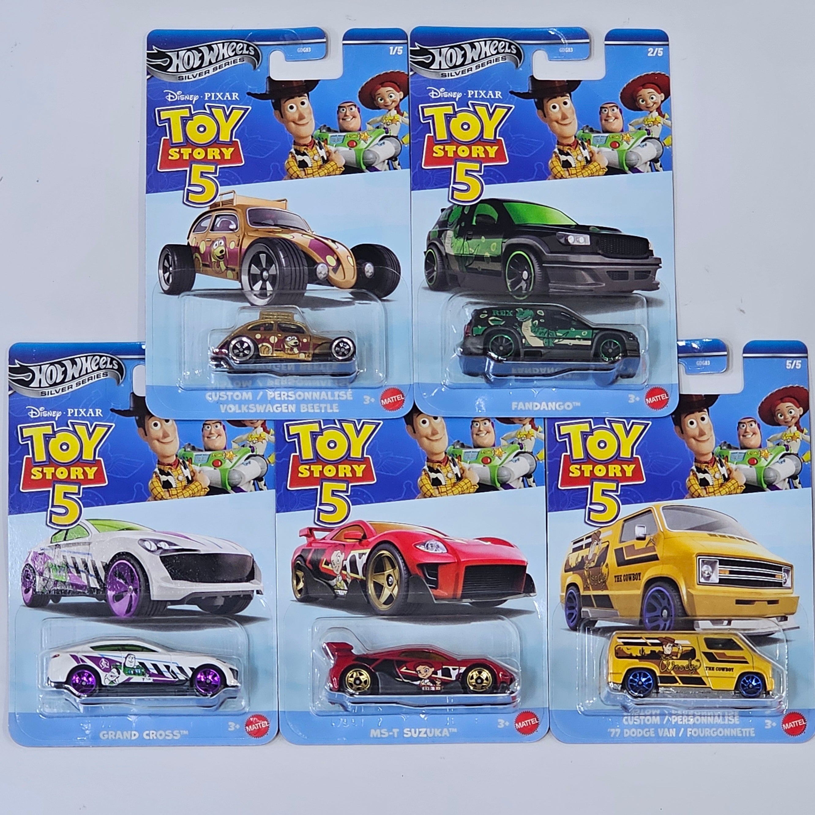 2026 HOT WHEELS EXCLUSIVE SILVER SERIES TOY STORY 5 COMPLETE SET OF 5PCS