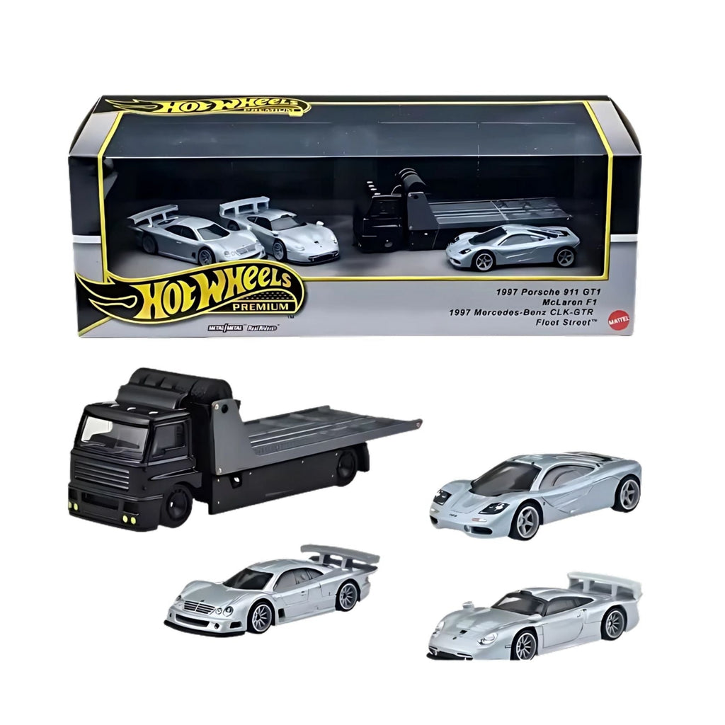 HOT WHEELS PREMIUM BOX SET GARAGE - 4 PCS CAR 90s SUPERCAR