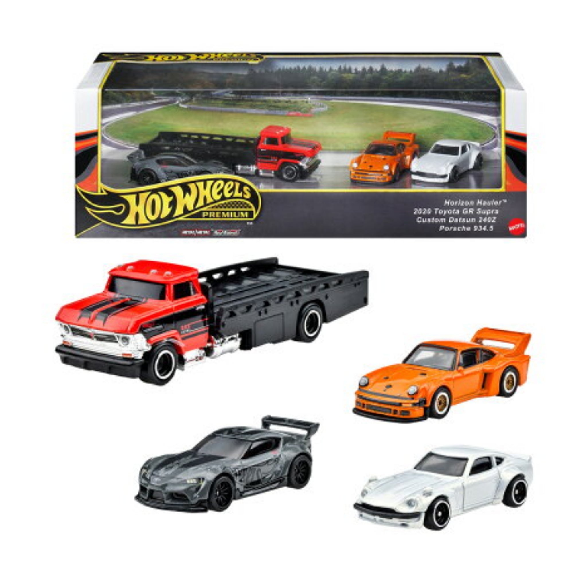 HOT WHEELS PREMIUM BOX SET GARAGE - 4 PCS RACE DAY