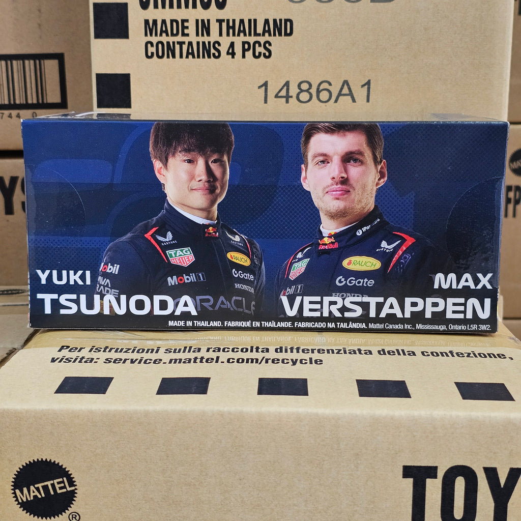 HOT WHEELS PREMIUM REDBULL F1 TEAM TWIN BOX 2025 VERSTAPPEN & TSUNODA
