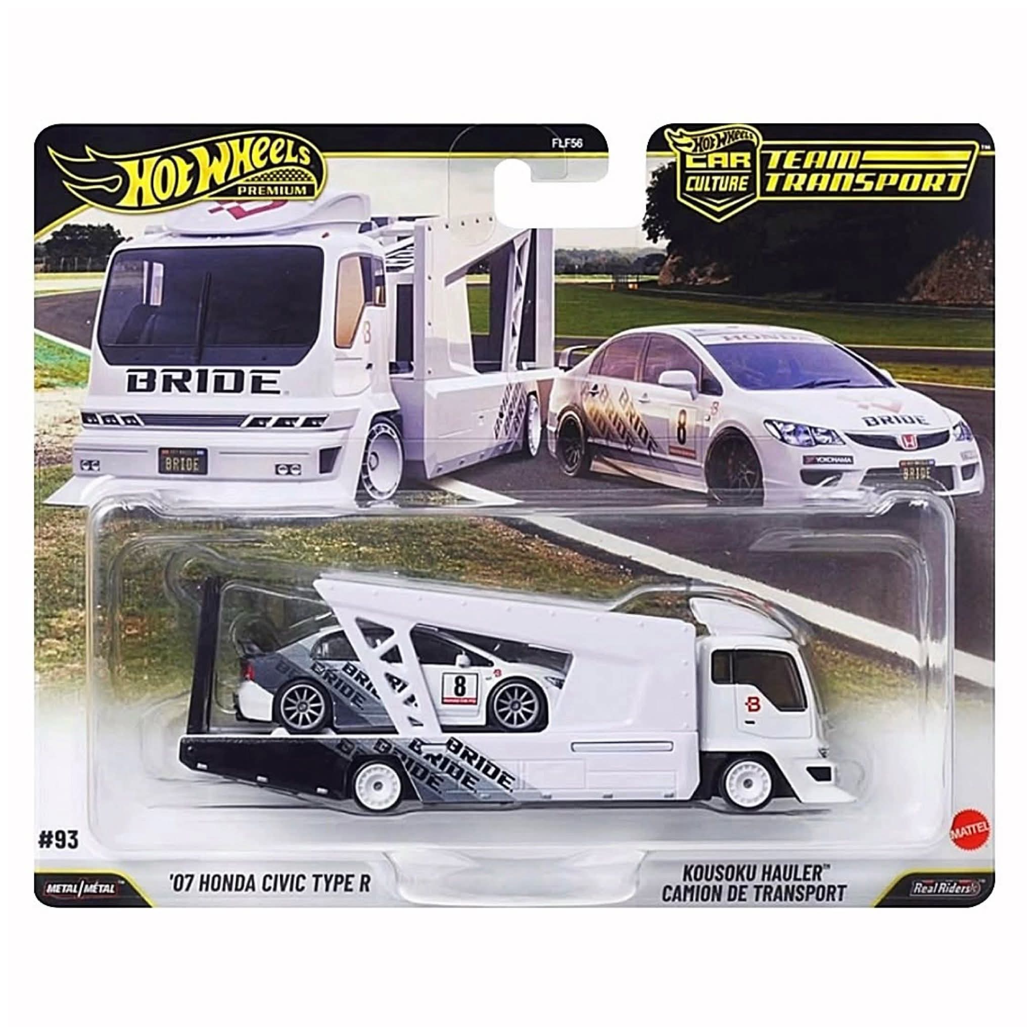 HOT WHEELS PREMIUM TEAM TRANSPORT 07 HONDA CIVIC TYPE R + KOUSOKU HAULER CAMION DE TRANSPORT #93