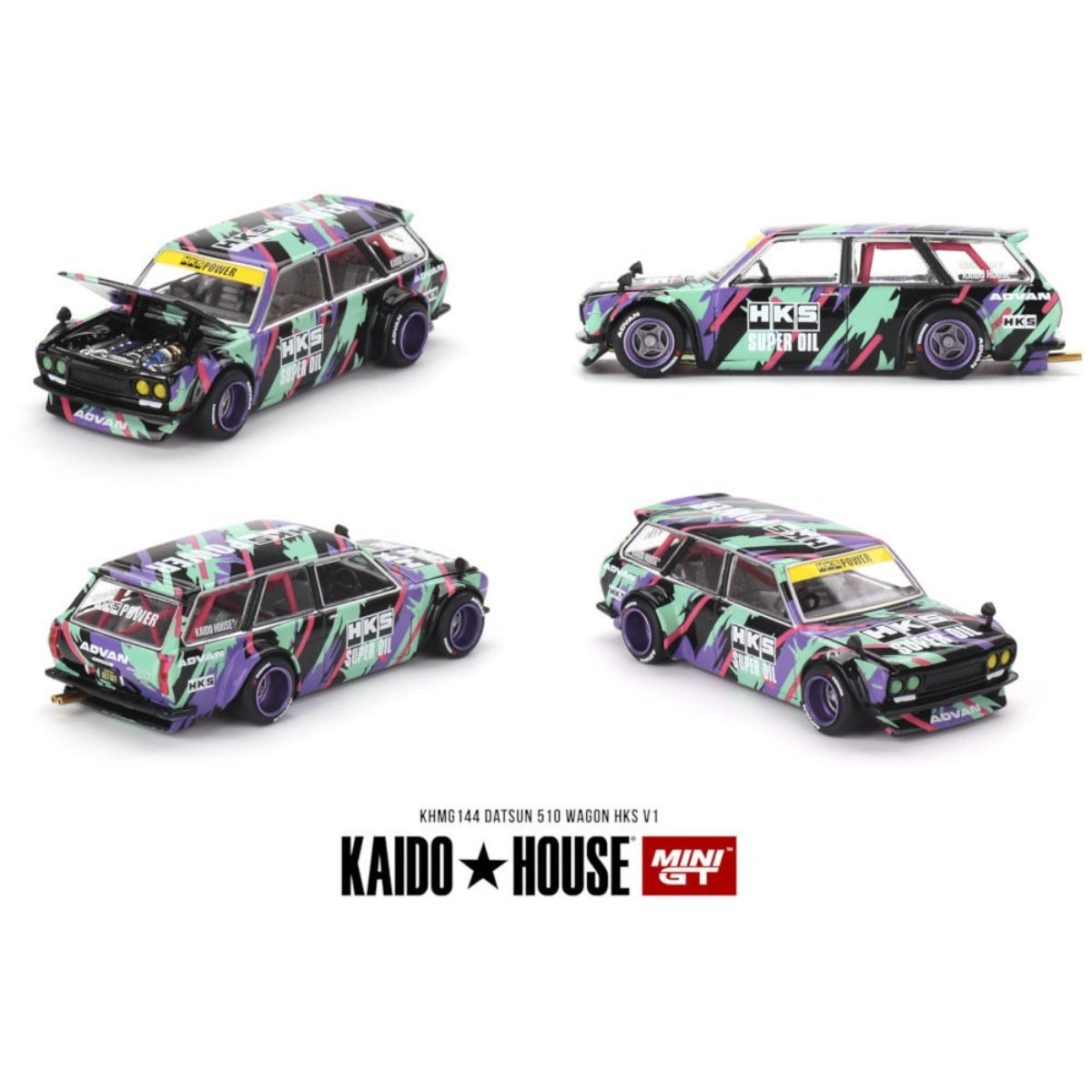 KAIDO HOUSE x MINI GT DATSUN KAIDO 510 HKS V1 KHMG144 #144