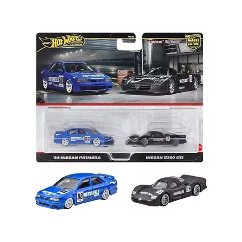 HOT WHEELS PREMIUM TWIN PACK 94 NISSAN PRIMERA + NISSAN R390 GT1