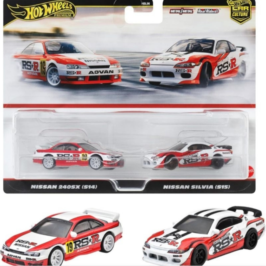HOT WHEELS PREMIUM TWIN PACK NISSAN 240SX (S14) + NISSAN SILVIA (S15)