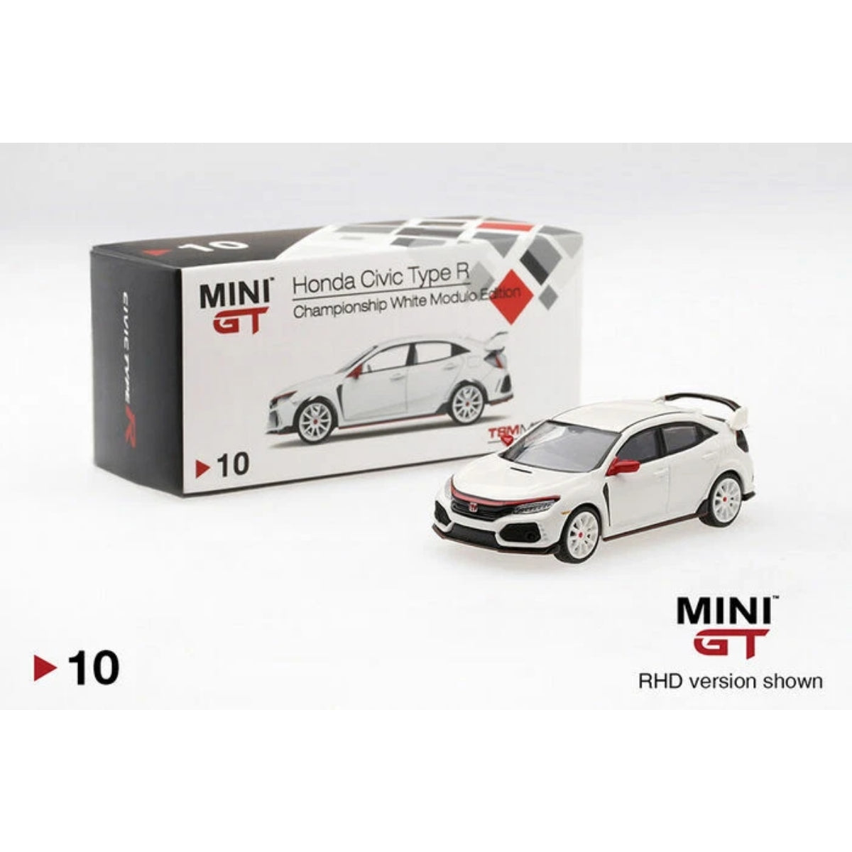 MINI GT HONDA CIVIC TYPE R CHAMPIONSHIP 1/64 WHITE MODULO EDITION BOX #10